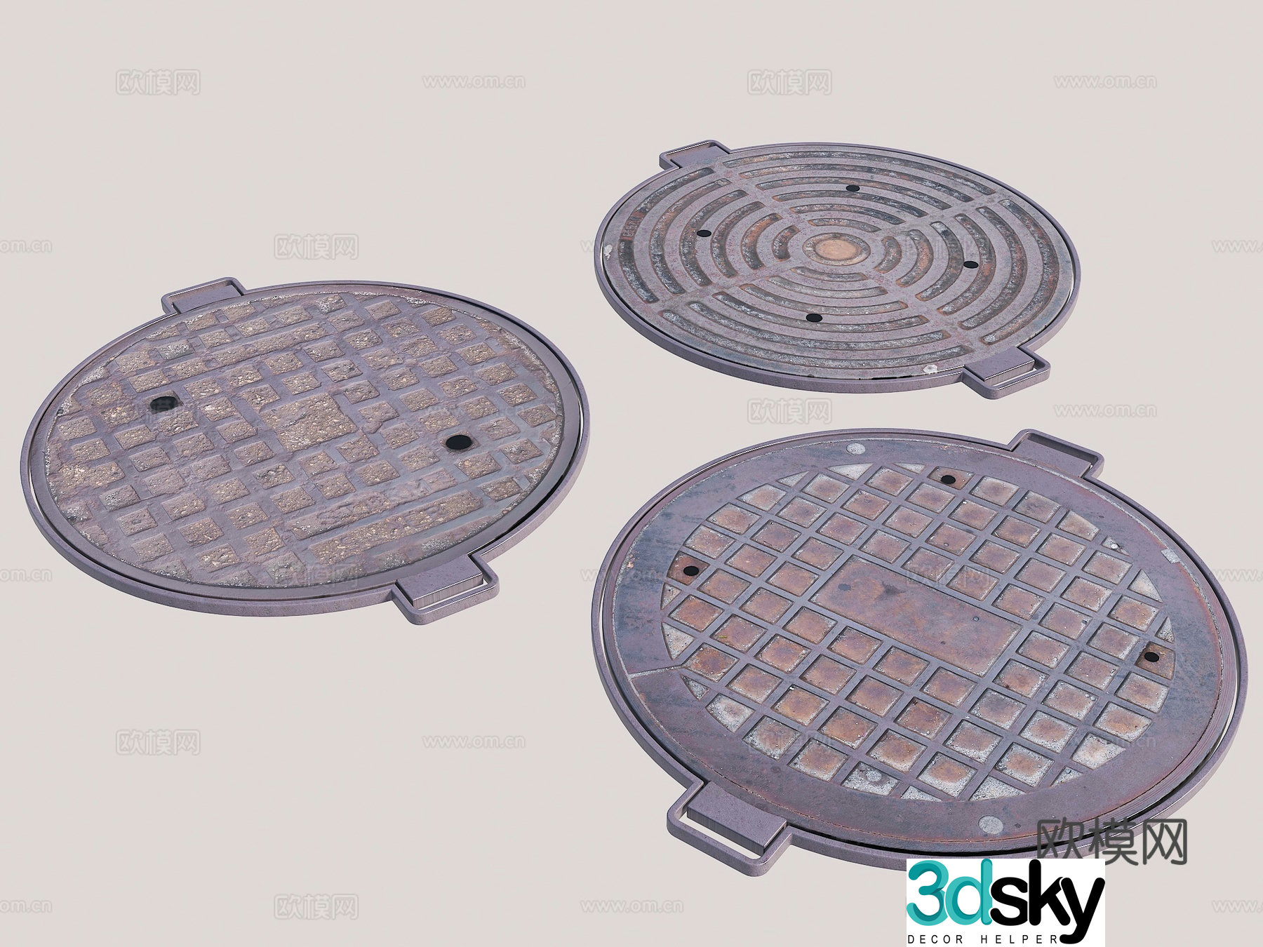 Modern sewer manhole cover Road manhole cover Rainwater manhole cover 3D model