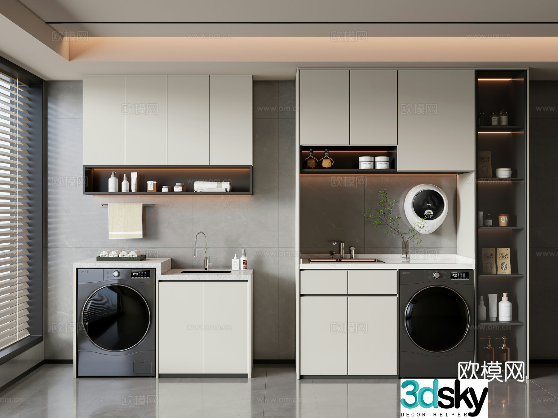 Modern washing machine cabinet balcony cabinet 3d model