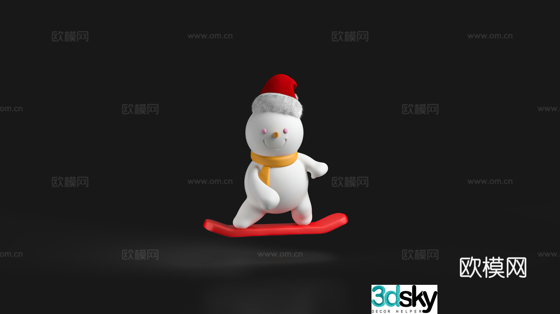 Snowman Christmas hat Christmas beauty 3d model