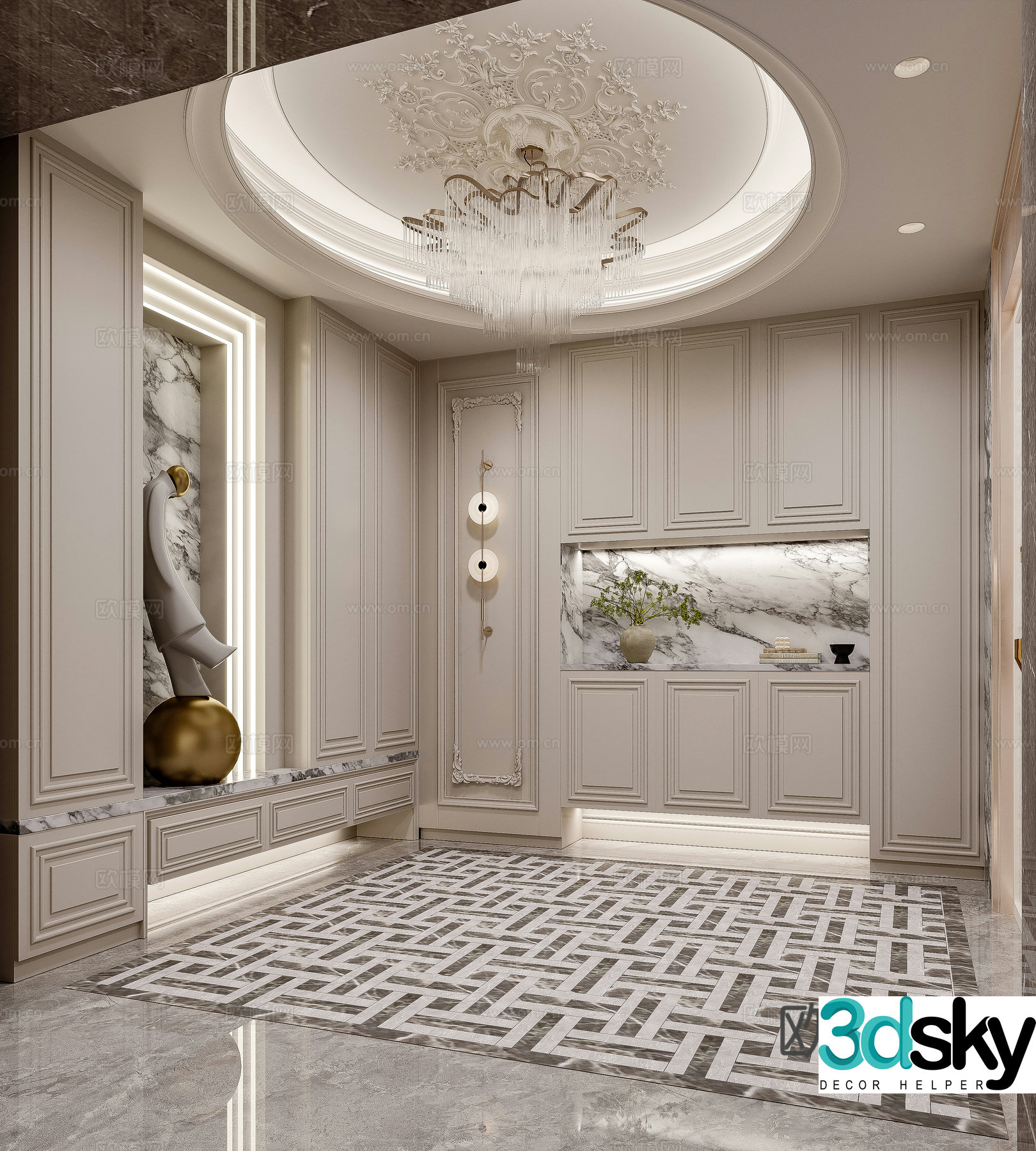 French entrance hall entrance 3D model