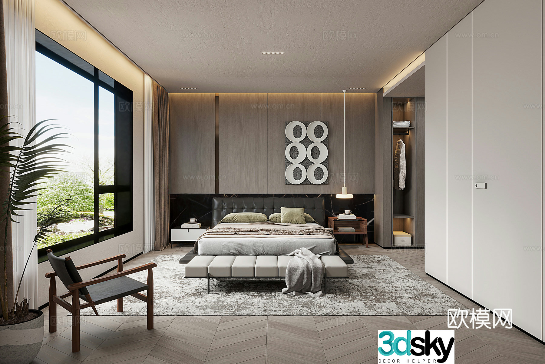 Modern bedroom master bedroom 3d model