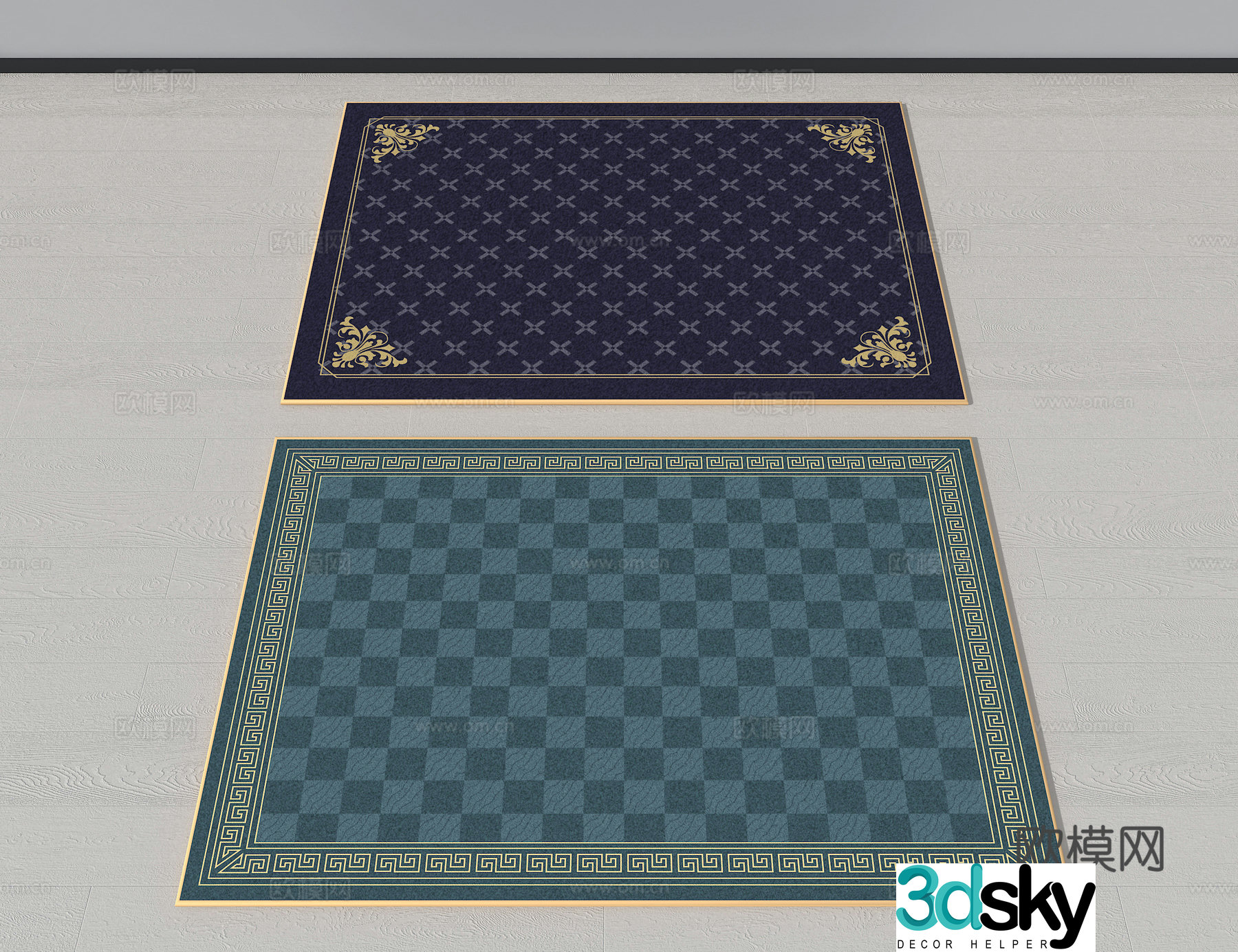 New Chinese carpet Checkerboard carpet 3d model