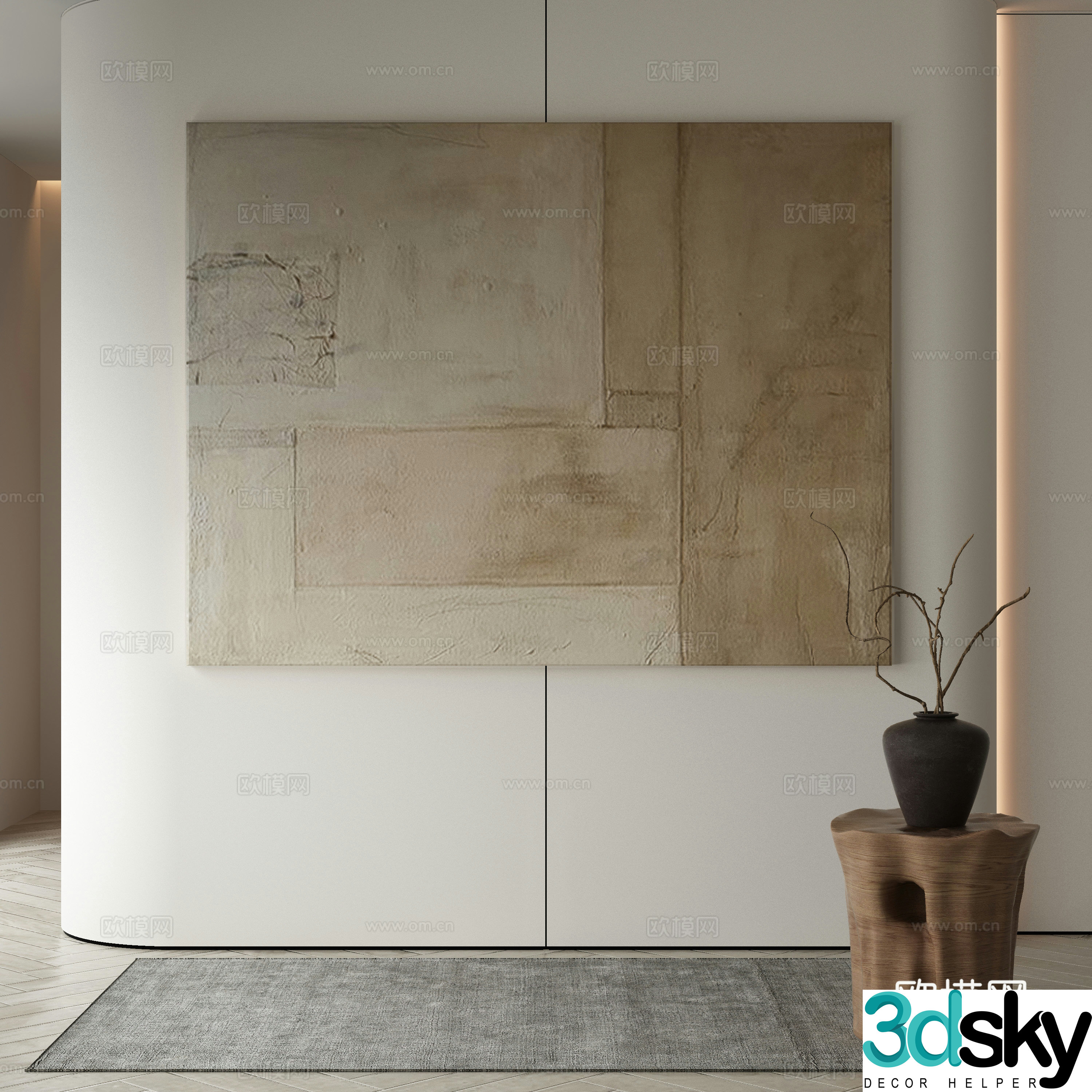 Modern decorative painting Texture painting 3d model