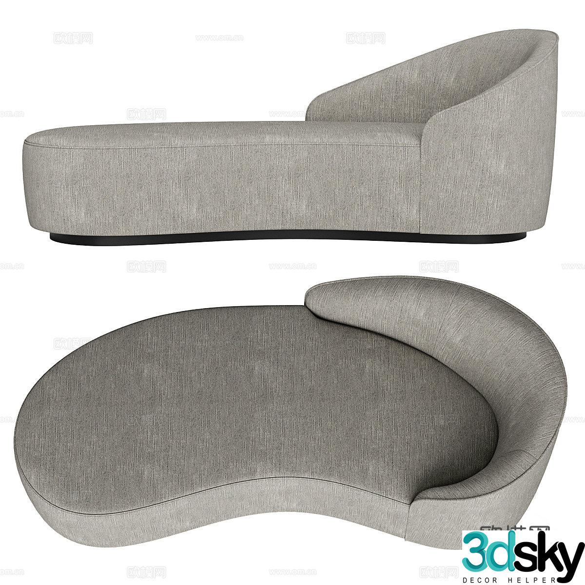 Modern curved sofa 3D model of imperial concubine position