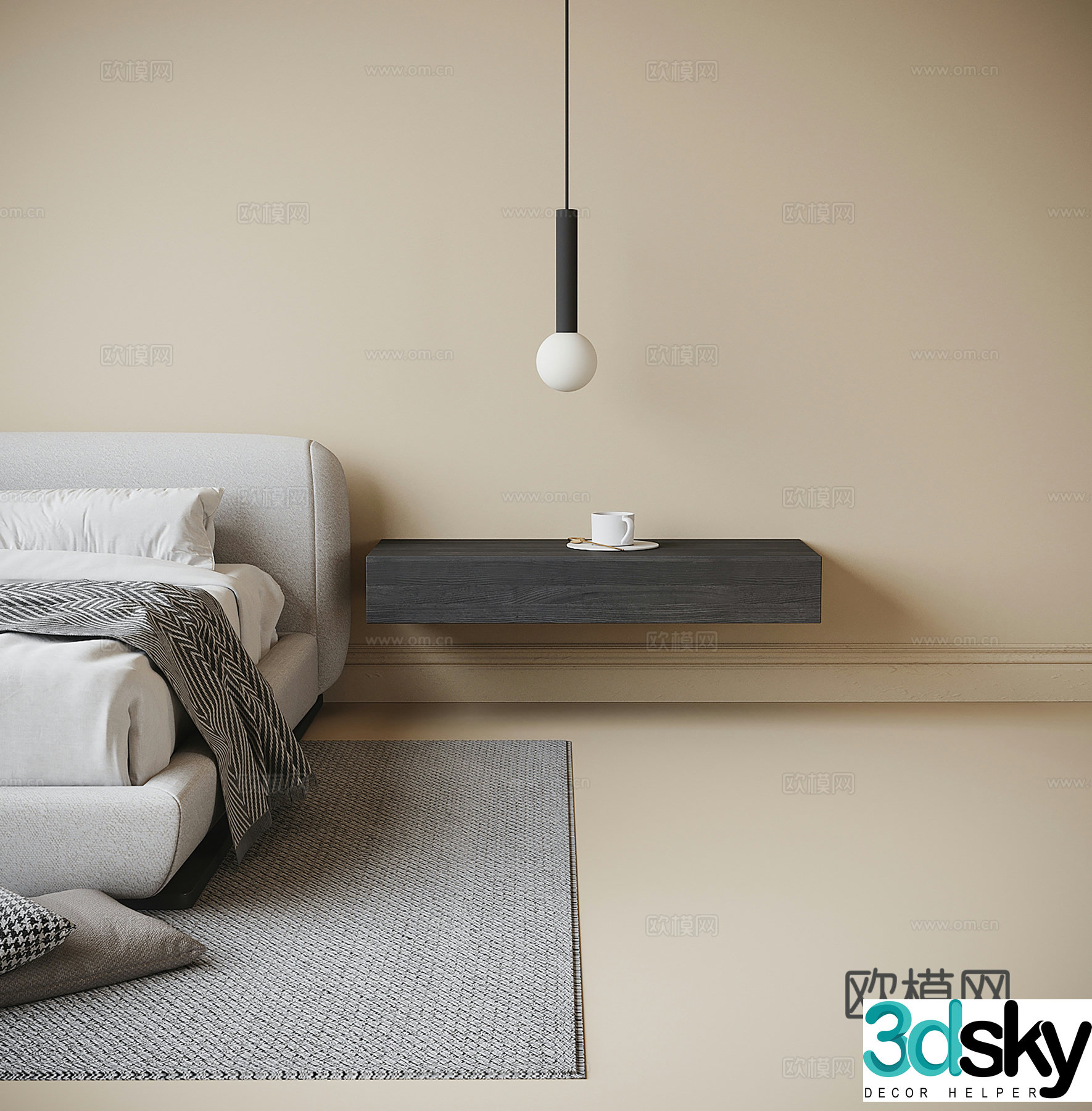 Modern bedside small chandelier 3d model