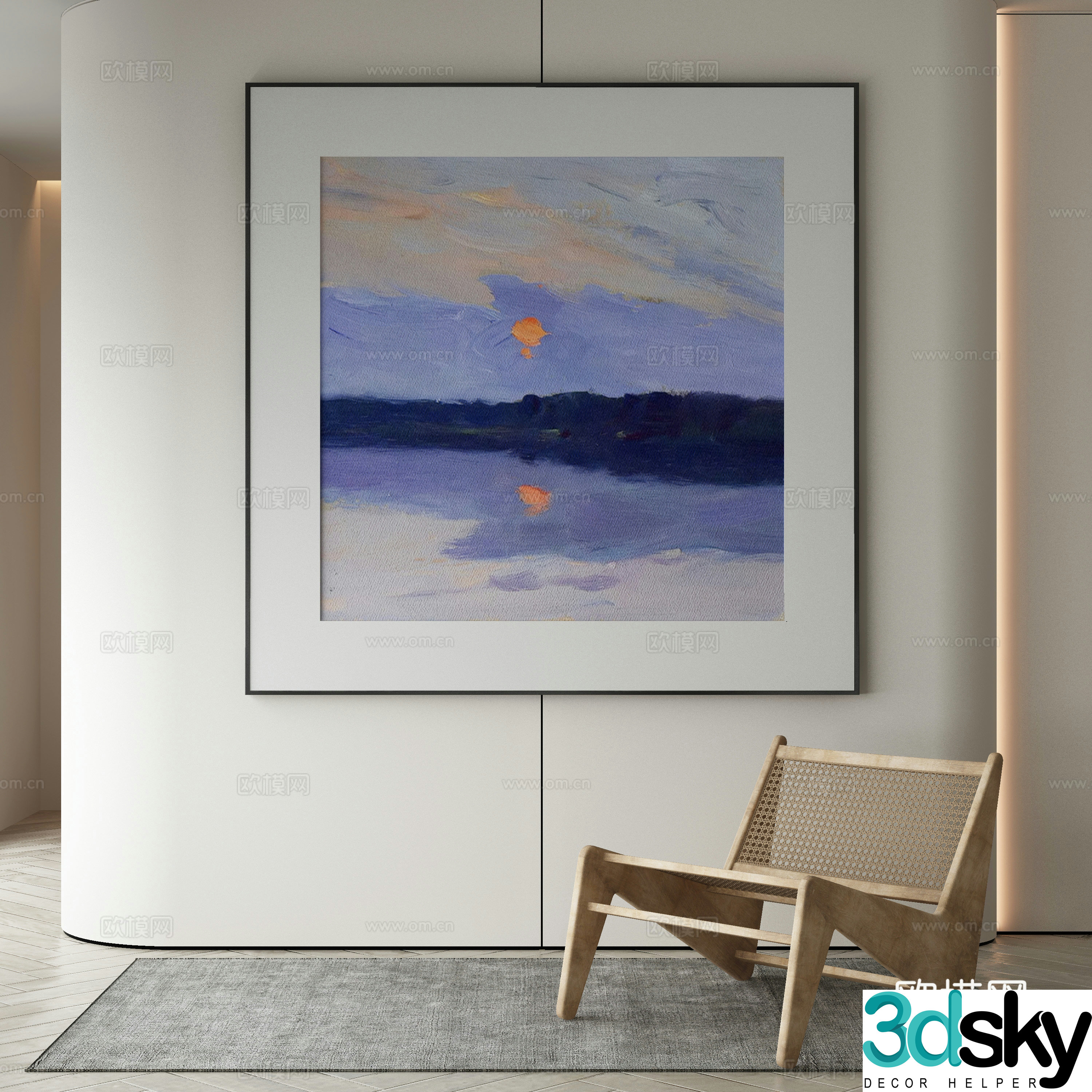 Modern decorative painting landscape oil painting 3d model