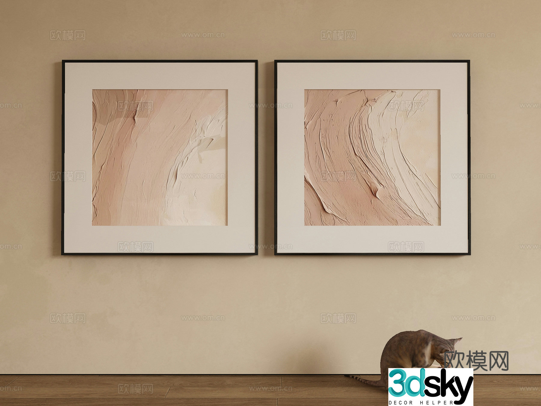 Modern decorative painting Texture painting 3d model