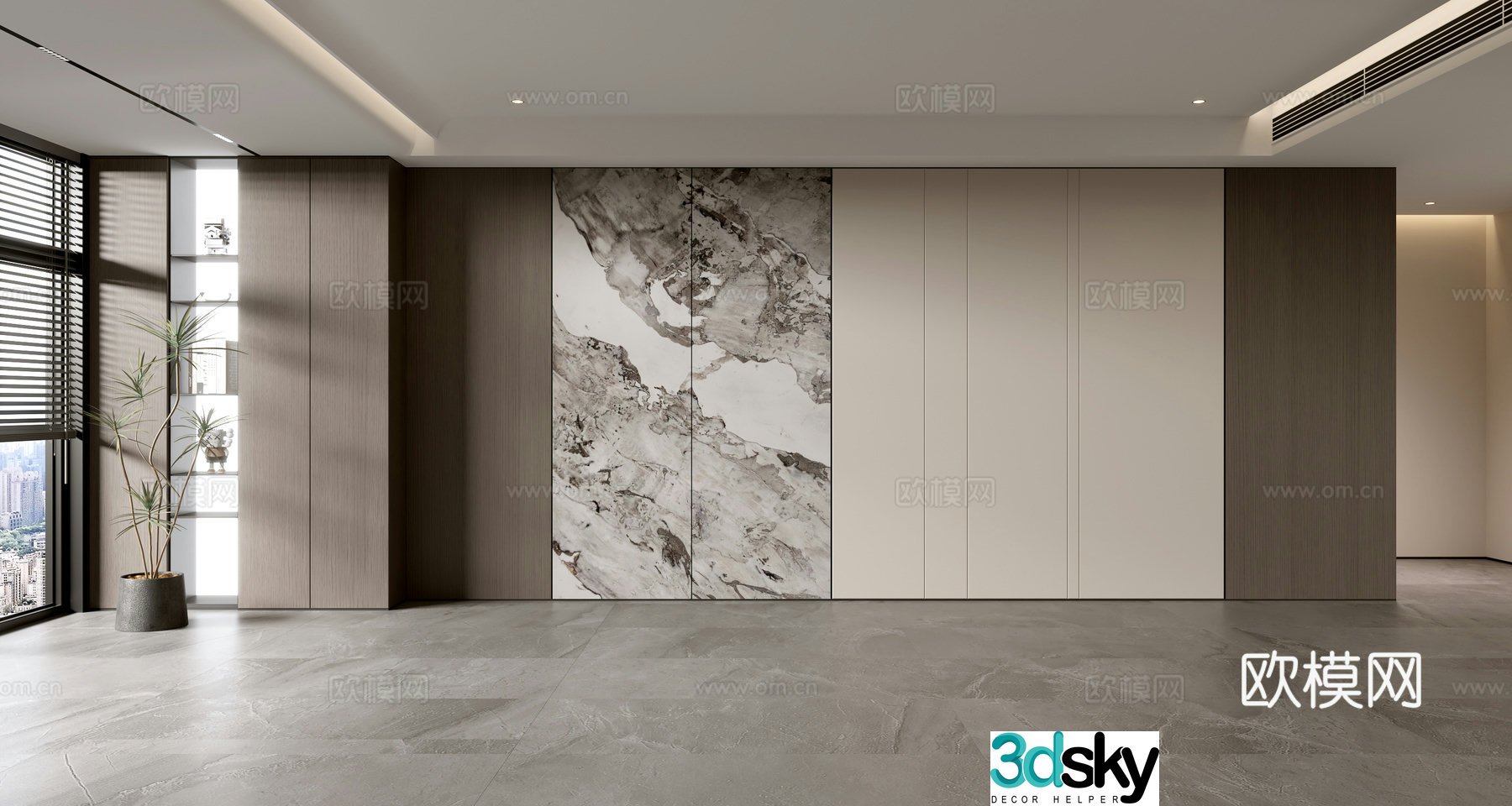 Modern sofa background wall 3d model