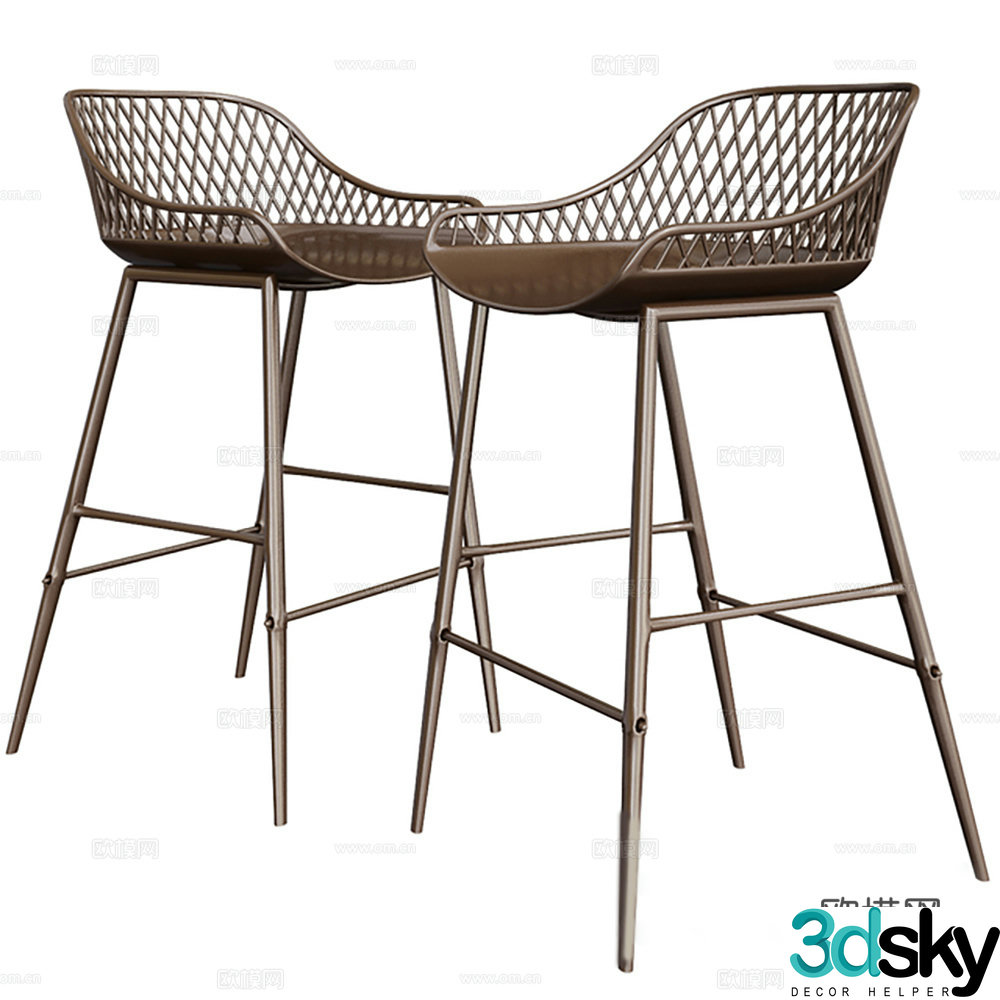 Modern metal chair chair chair bar 3D model