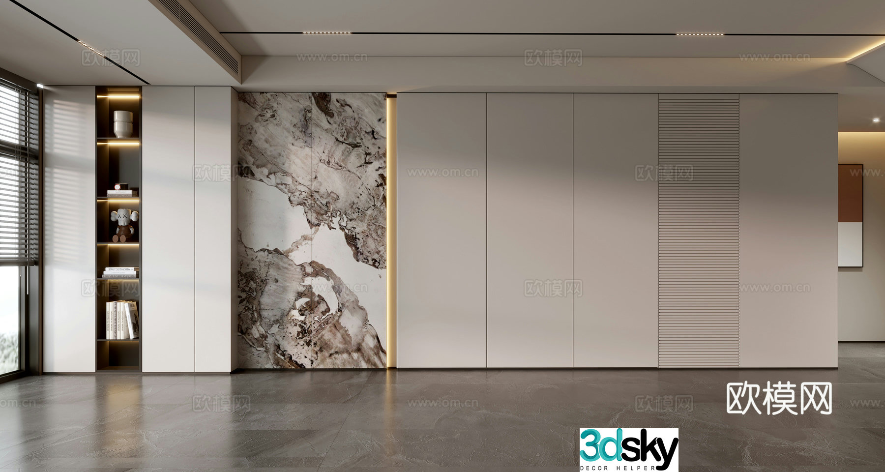 Light luxury background wall balcony cabinet sofa background wall 3d model
