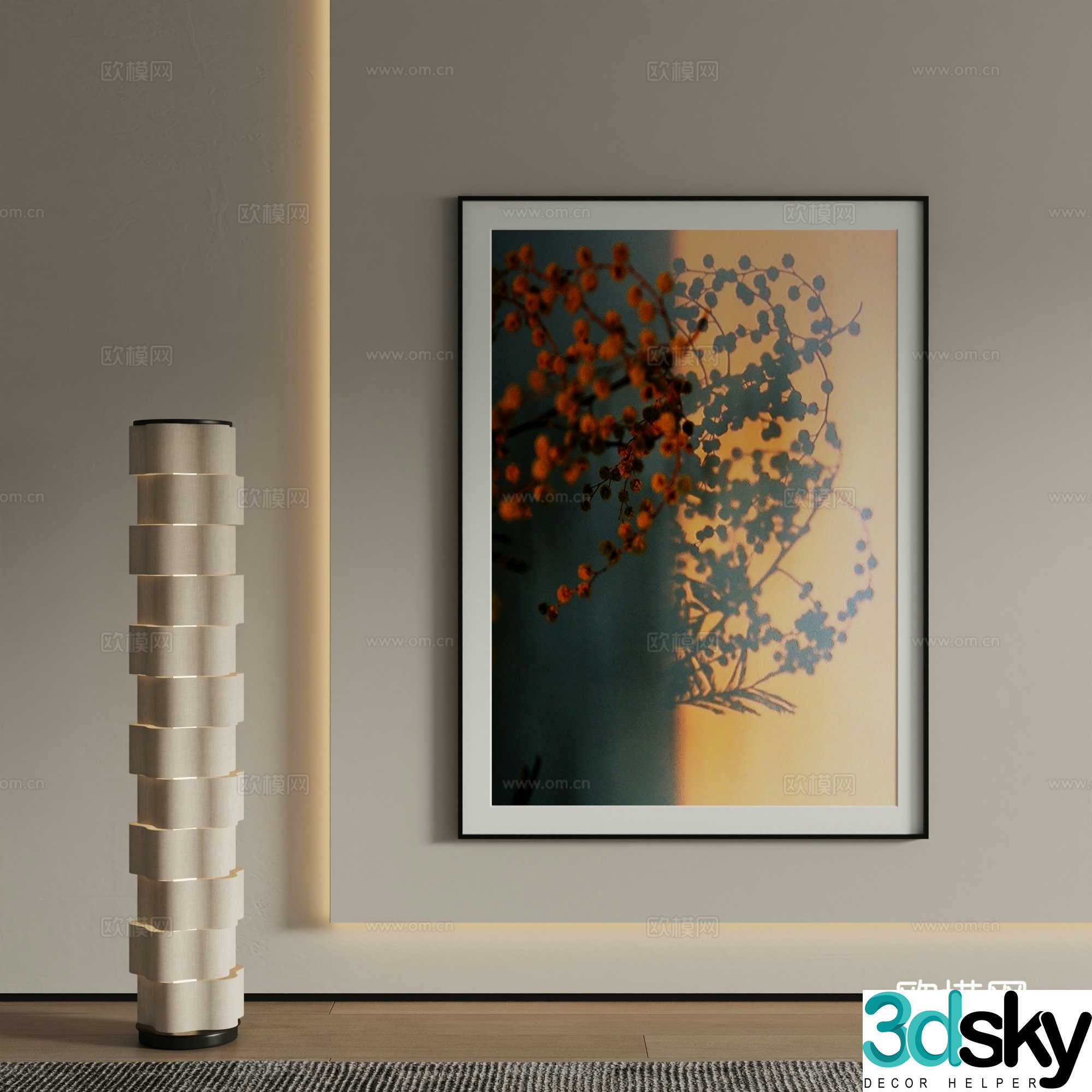 Modern decorative painting Abstract shadow painting 3d model
