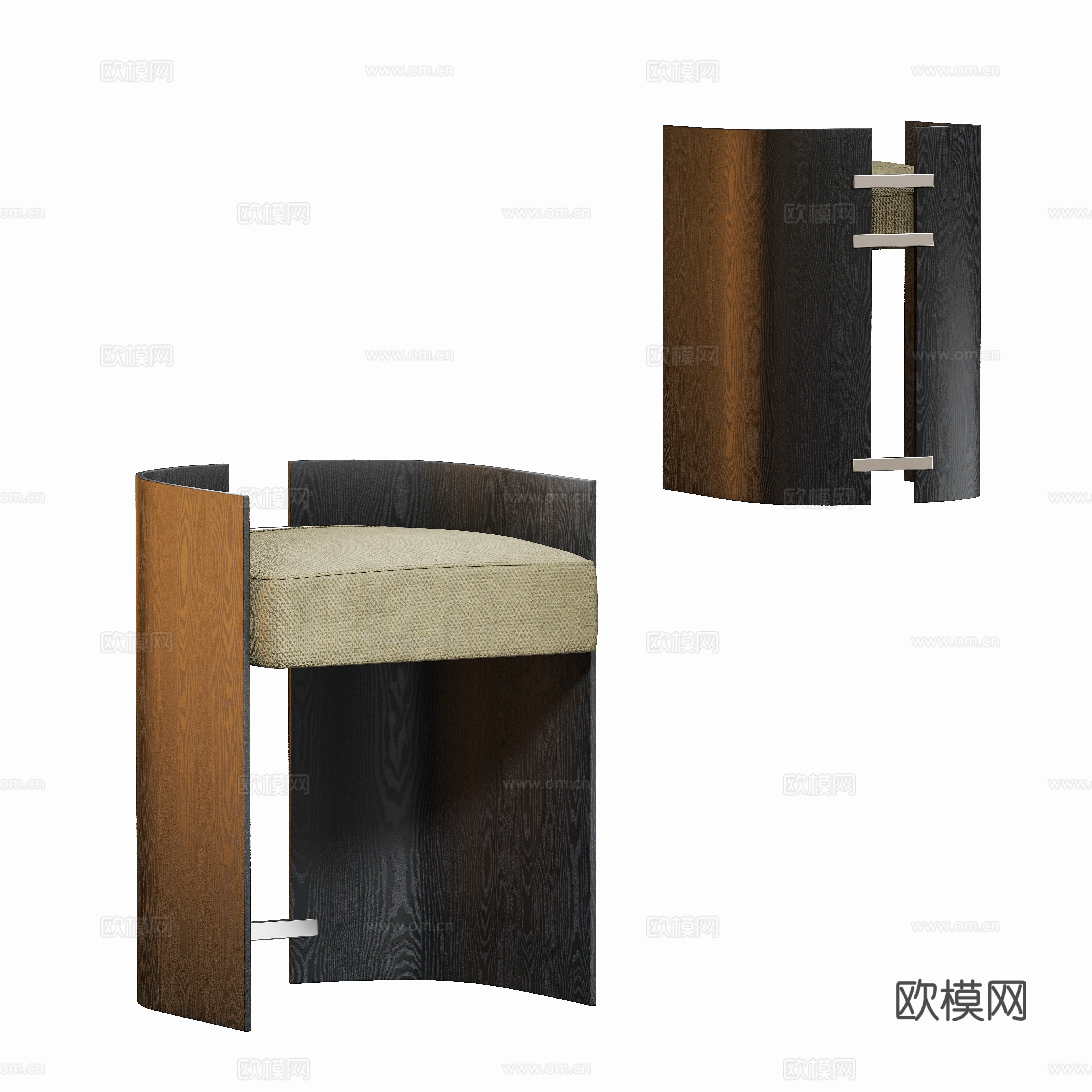 Modern stool wooden stool 3D model