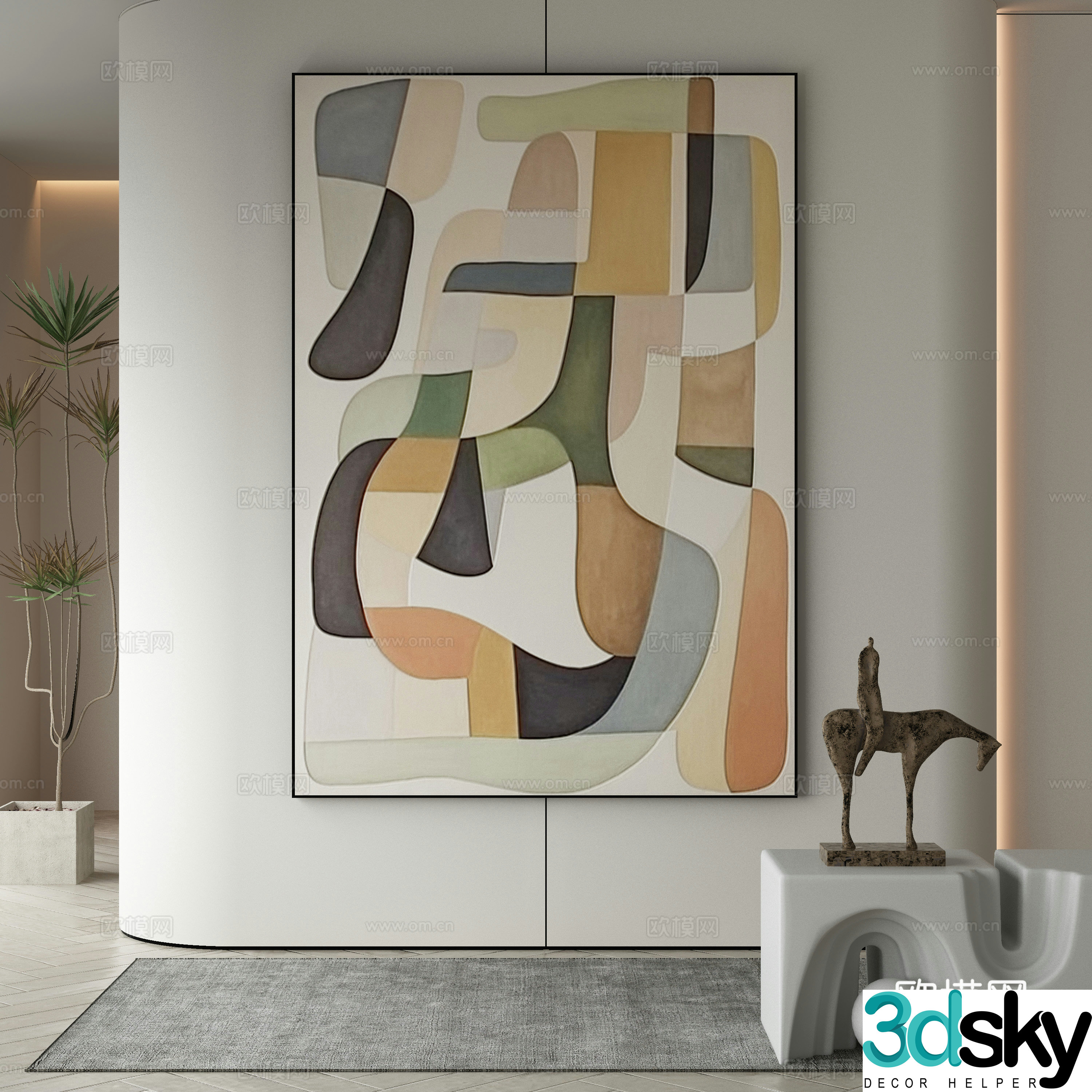 Modern decorative painting Abstract painting 3d model