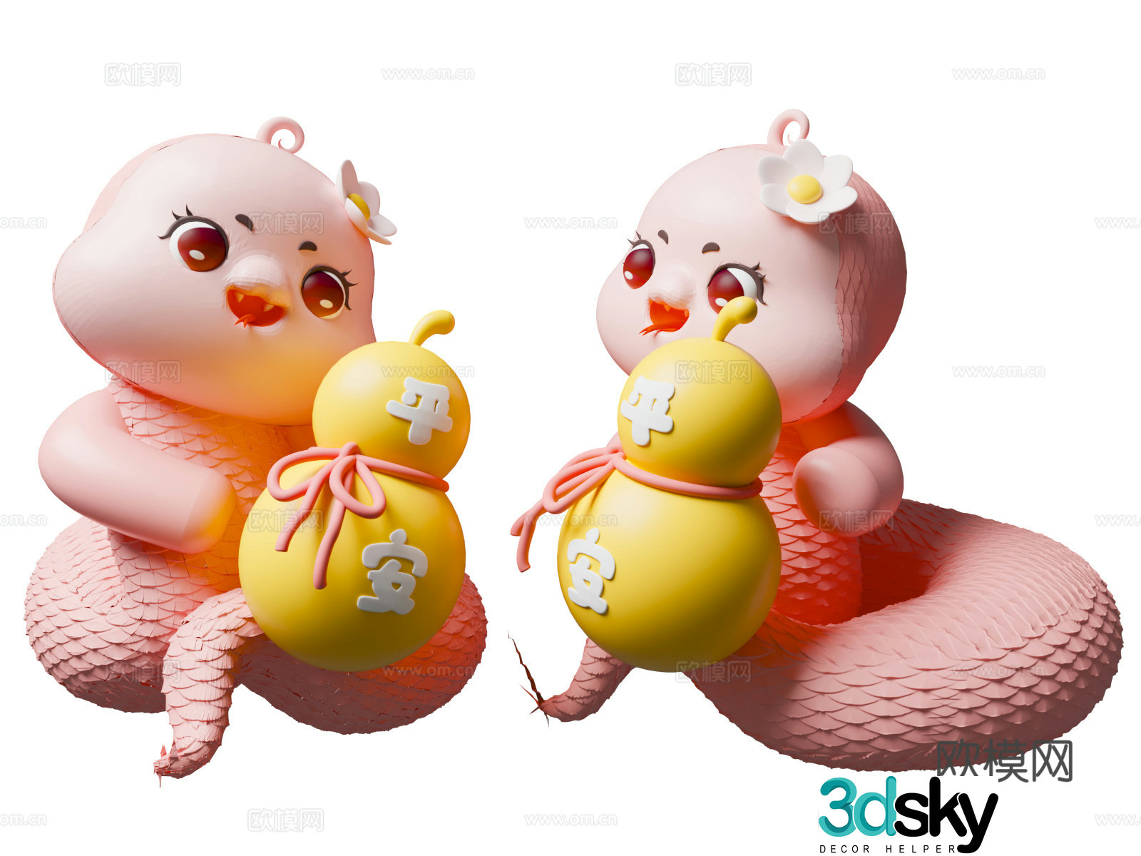 2025 Year of Snake Year of Snake IP National Tide Year of Snake Cute Cartoon Snake 3D Model