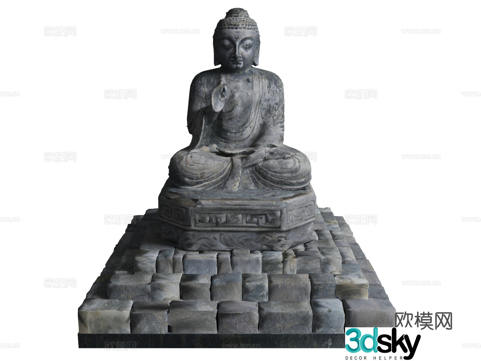 Chinese Buddha statue sculpture gypsum Buddha stone sculpture cultural relics 3D model