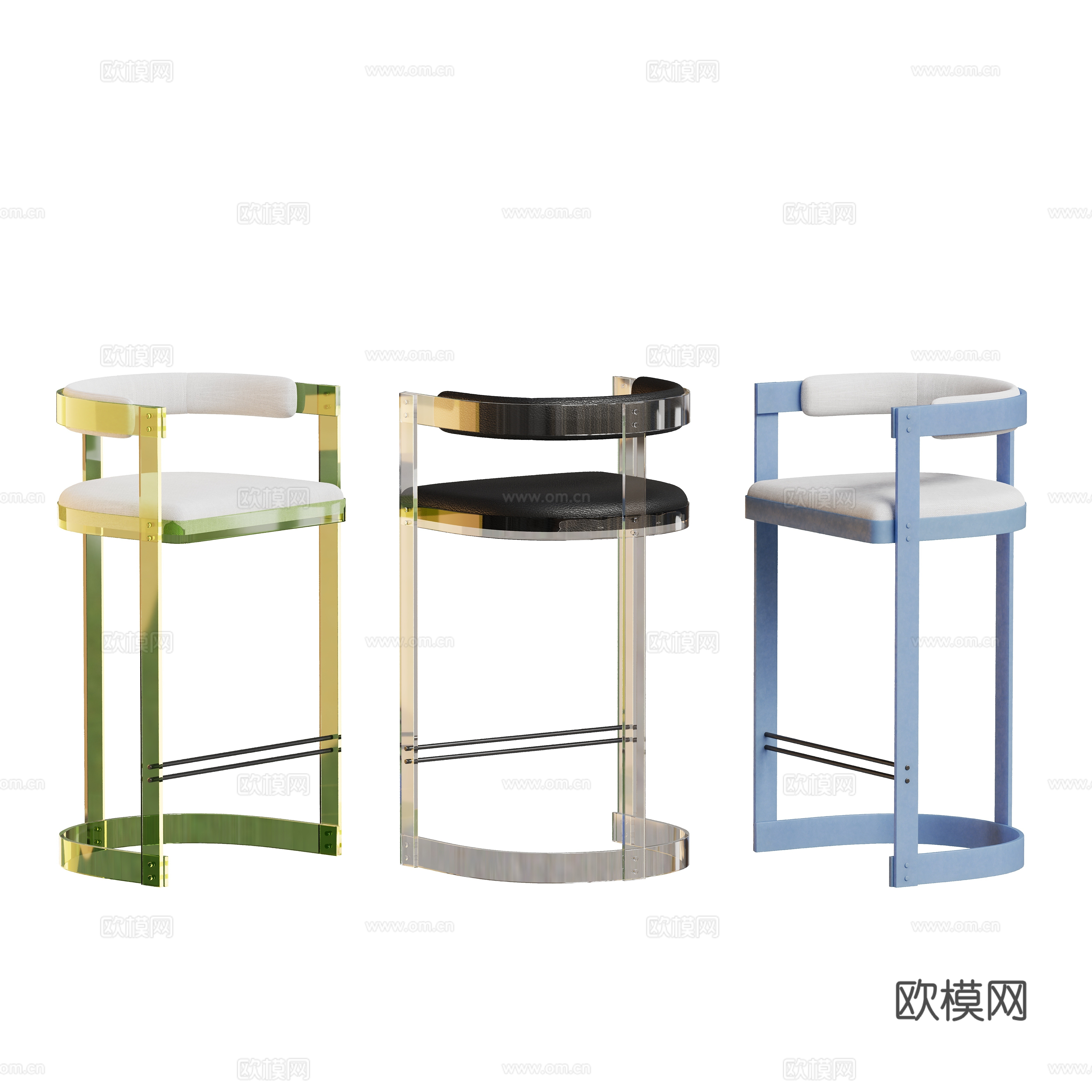 Modern transparent acrylic bar chair stool 3D model