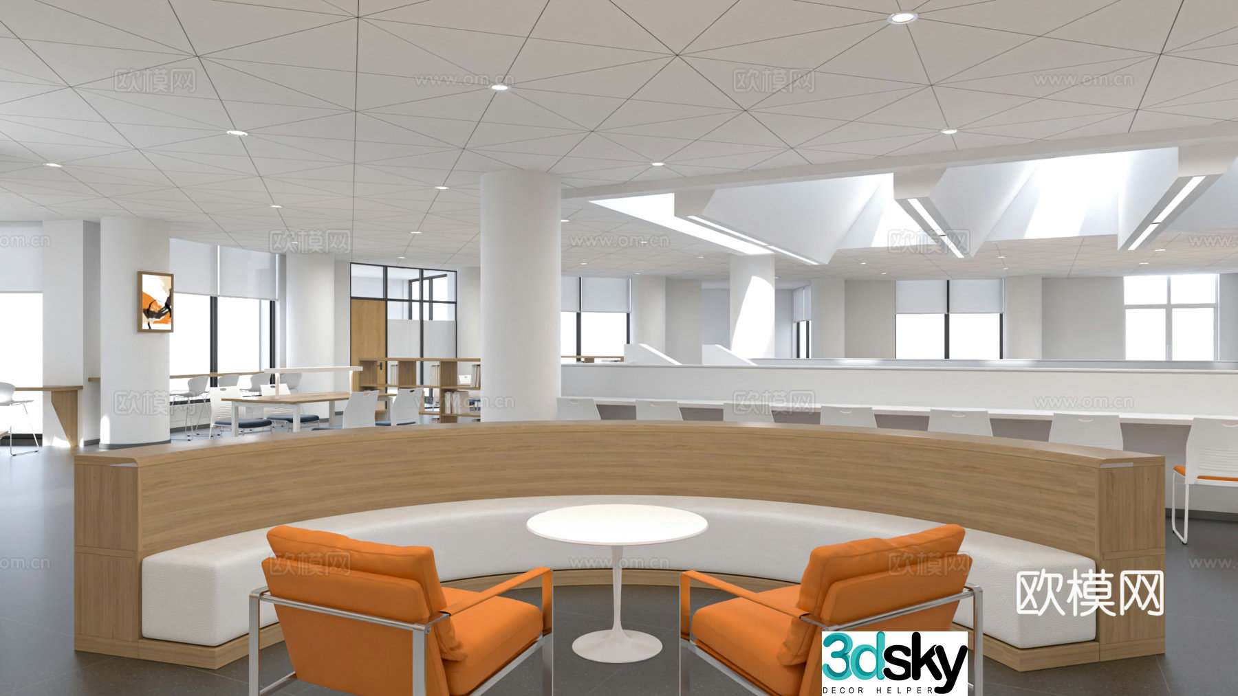 Library reading area 3D model
