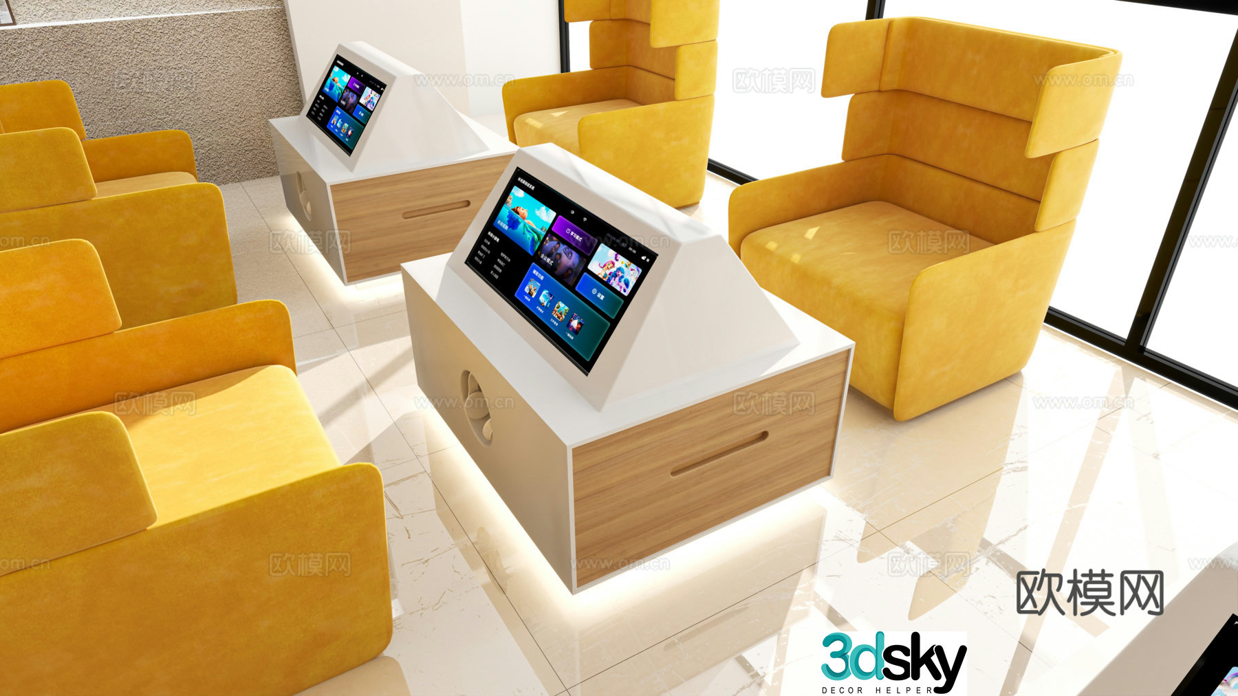 Multi-function audio-visual all-in-one lobby sofa 3D model