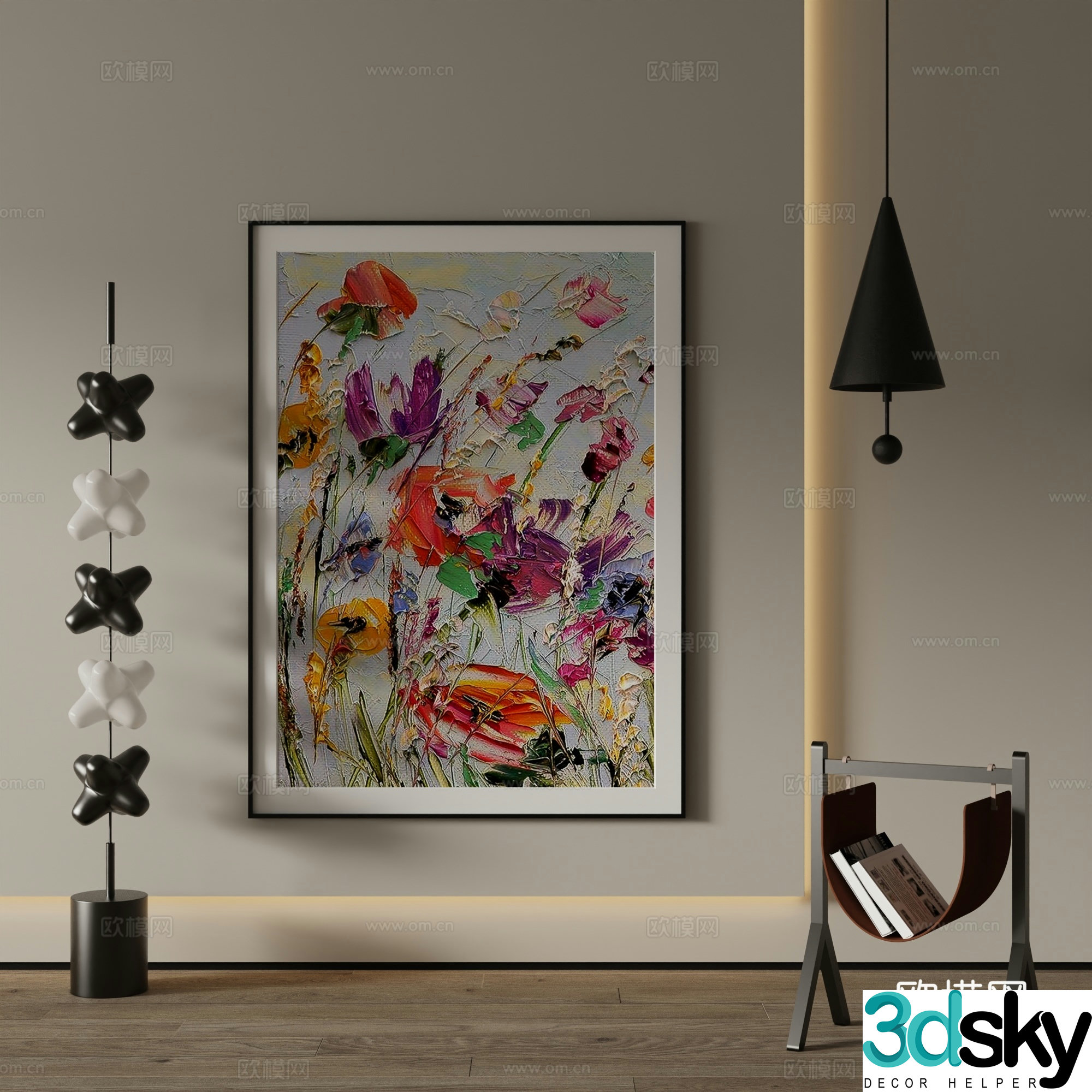 Modern decorative painting oil painting abstract painting 3d model