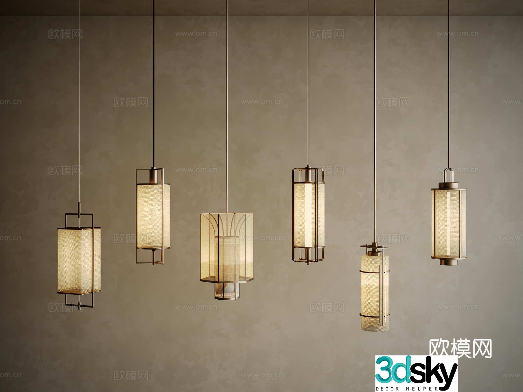 New Chinese style small chandelier 3D model