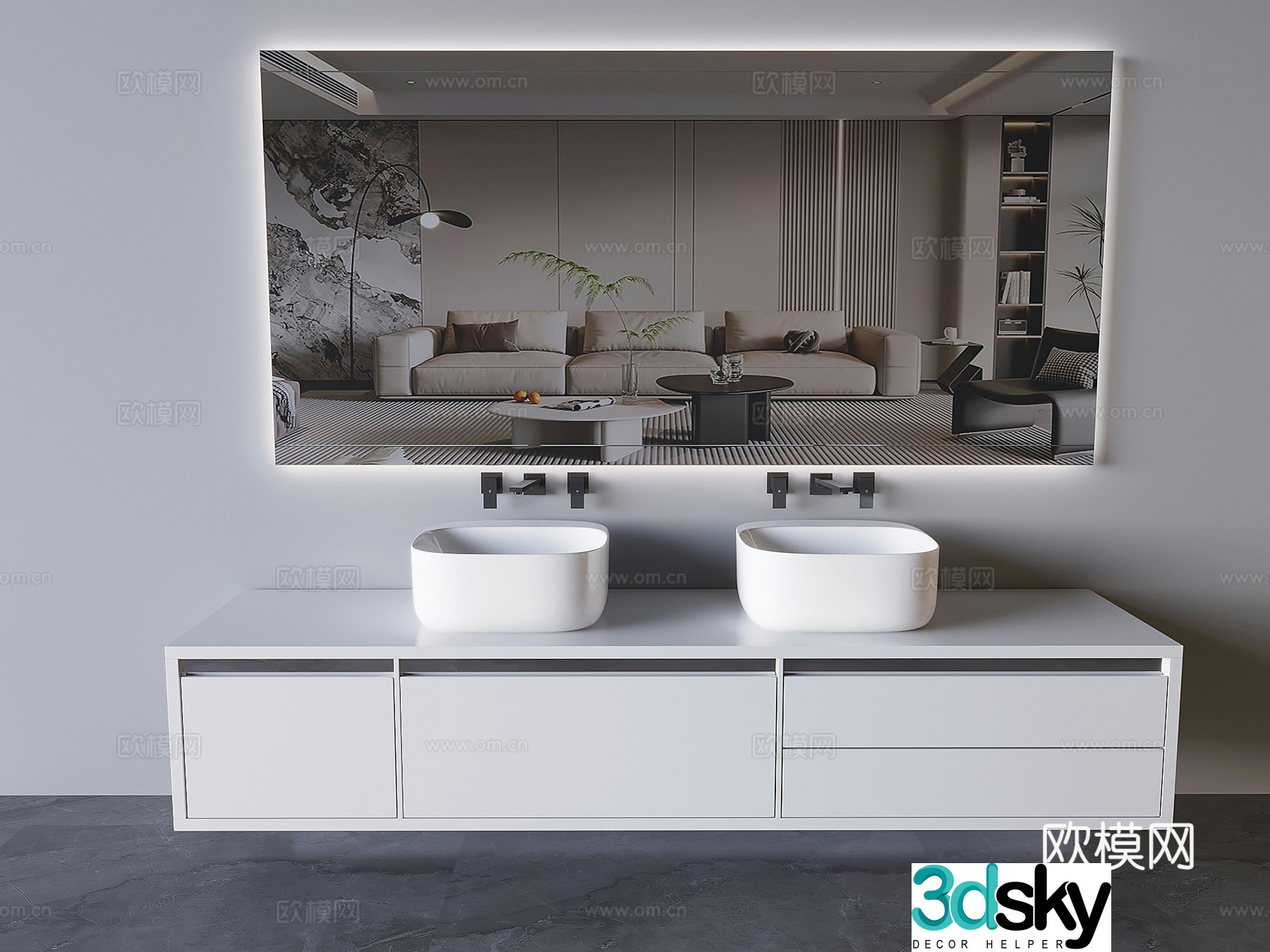 Double -basis handwash hanging hand -to -hand toilet basin basin 3D model