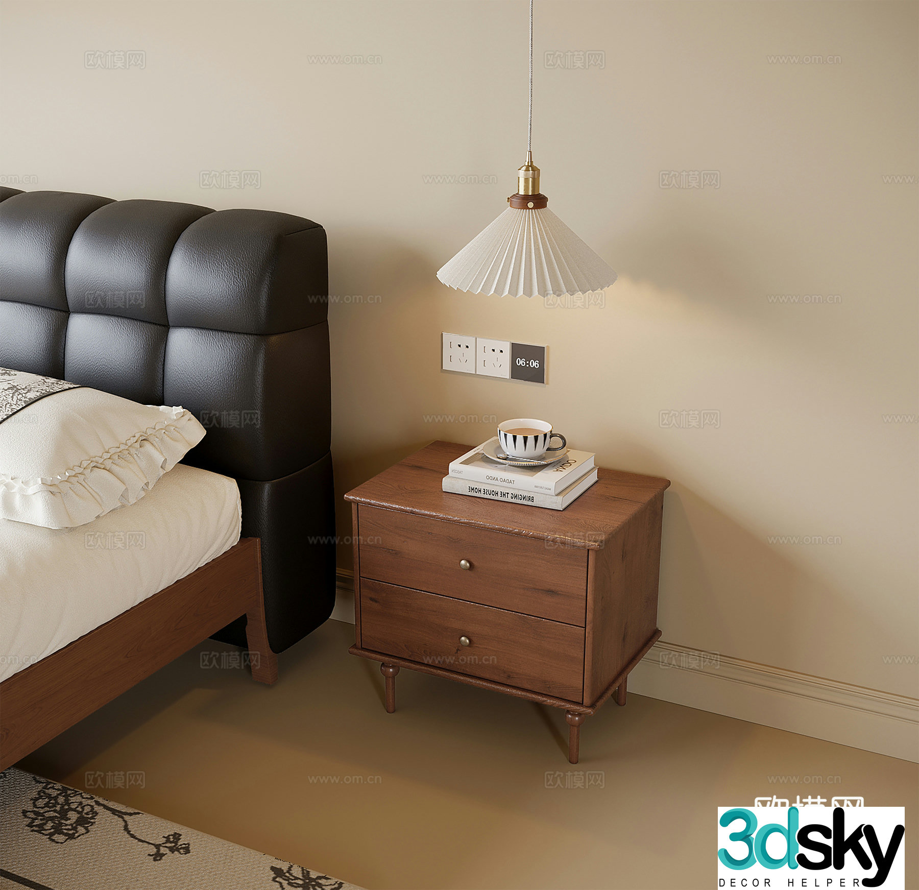 French bedside table bedside chandelier 3d model