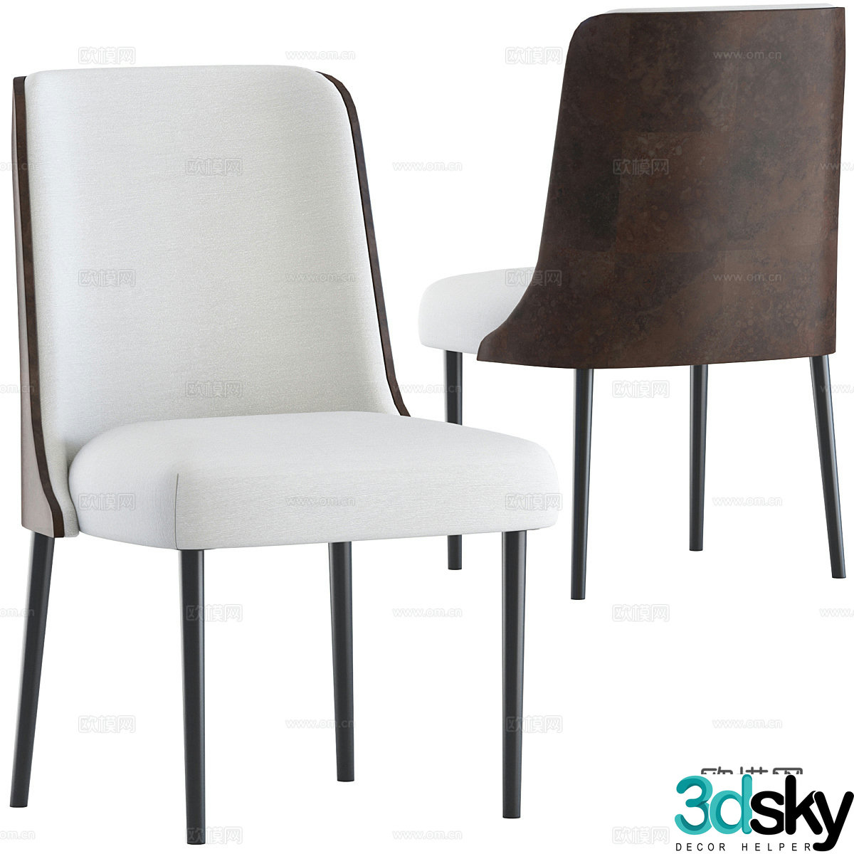 New Chinese single chair dining chair book chair 3D model