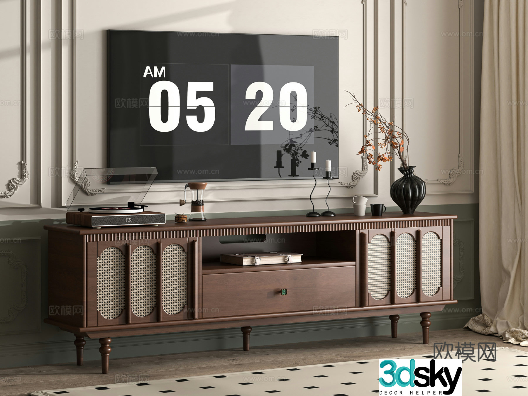 Middle-aged TV cabinet 3D model