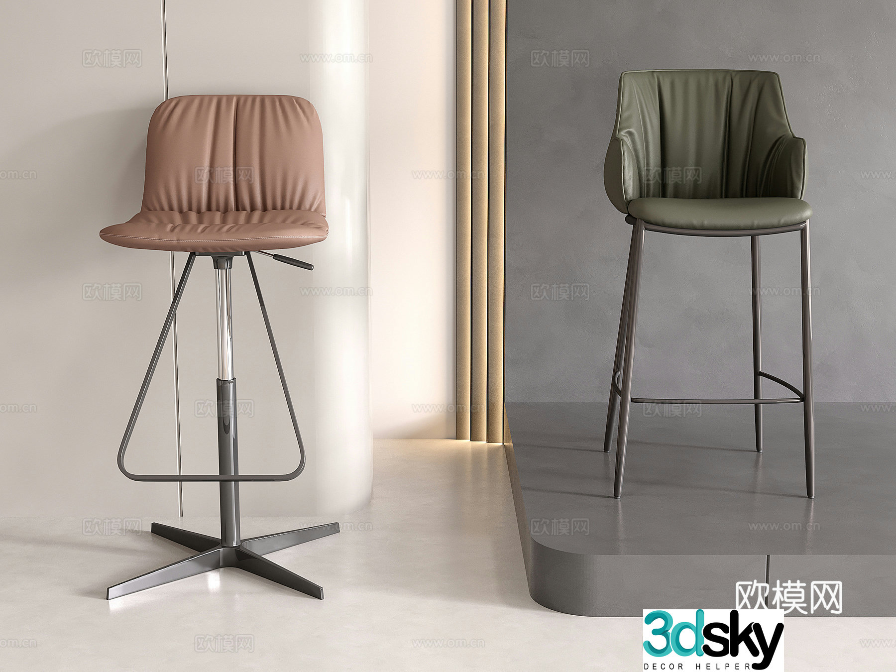 Modern bar stool bar stool bar stool bar stool leather bar stool 3d model