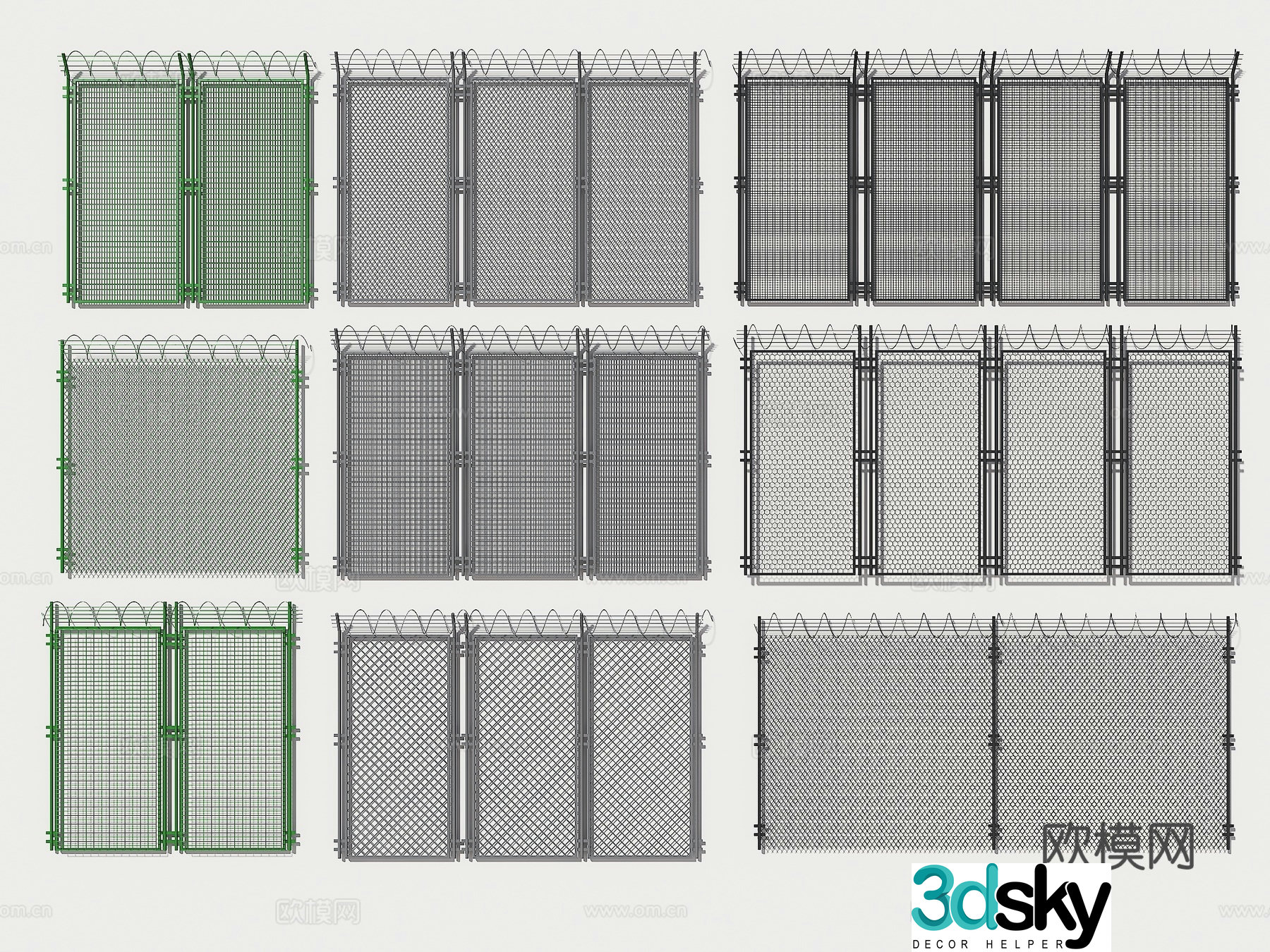 Industrial wind barbed wire mesh barbed wire mesh guardrail barbed wire mesh fence 3D model