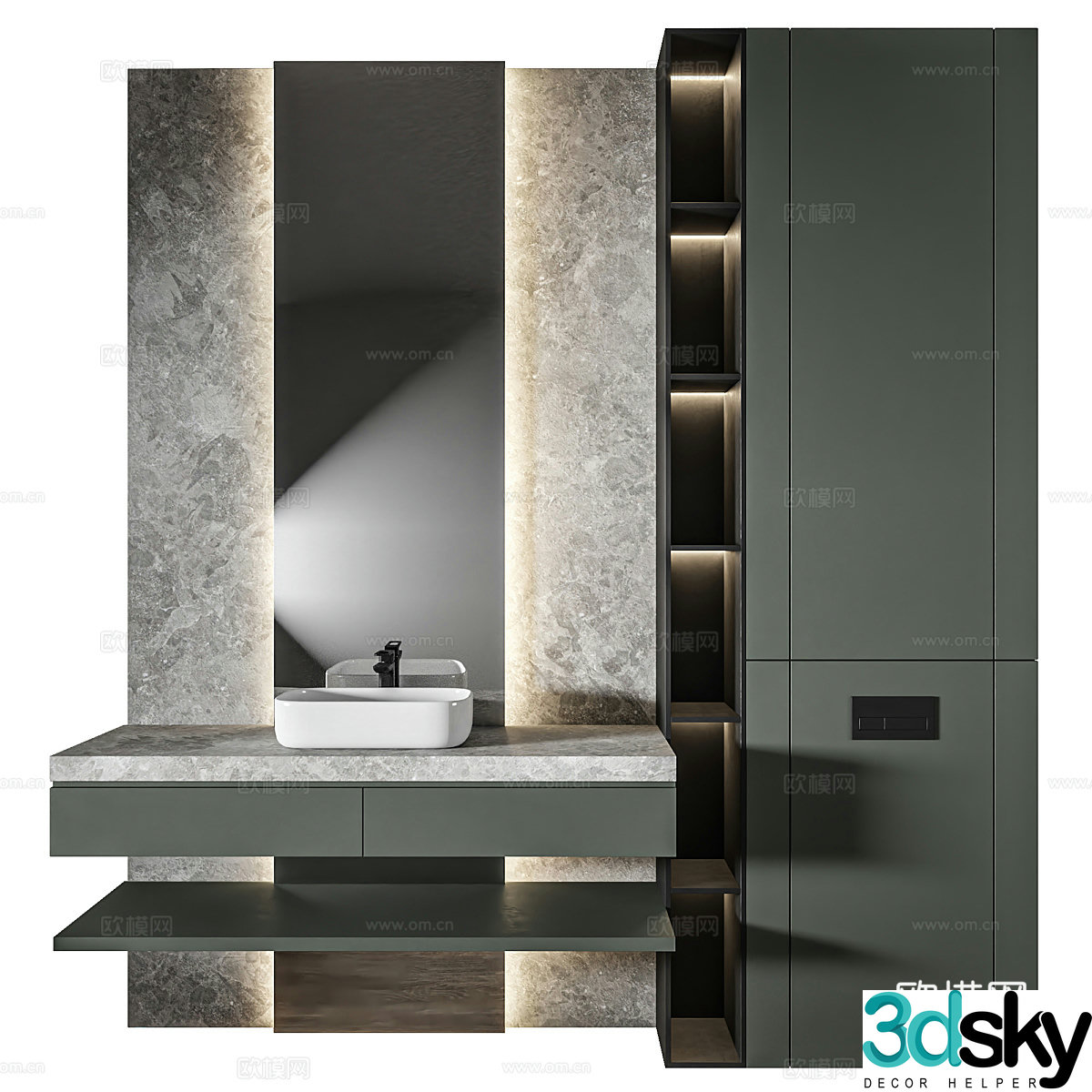 New Chinese style bathroom cabinet sink 3D model