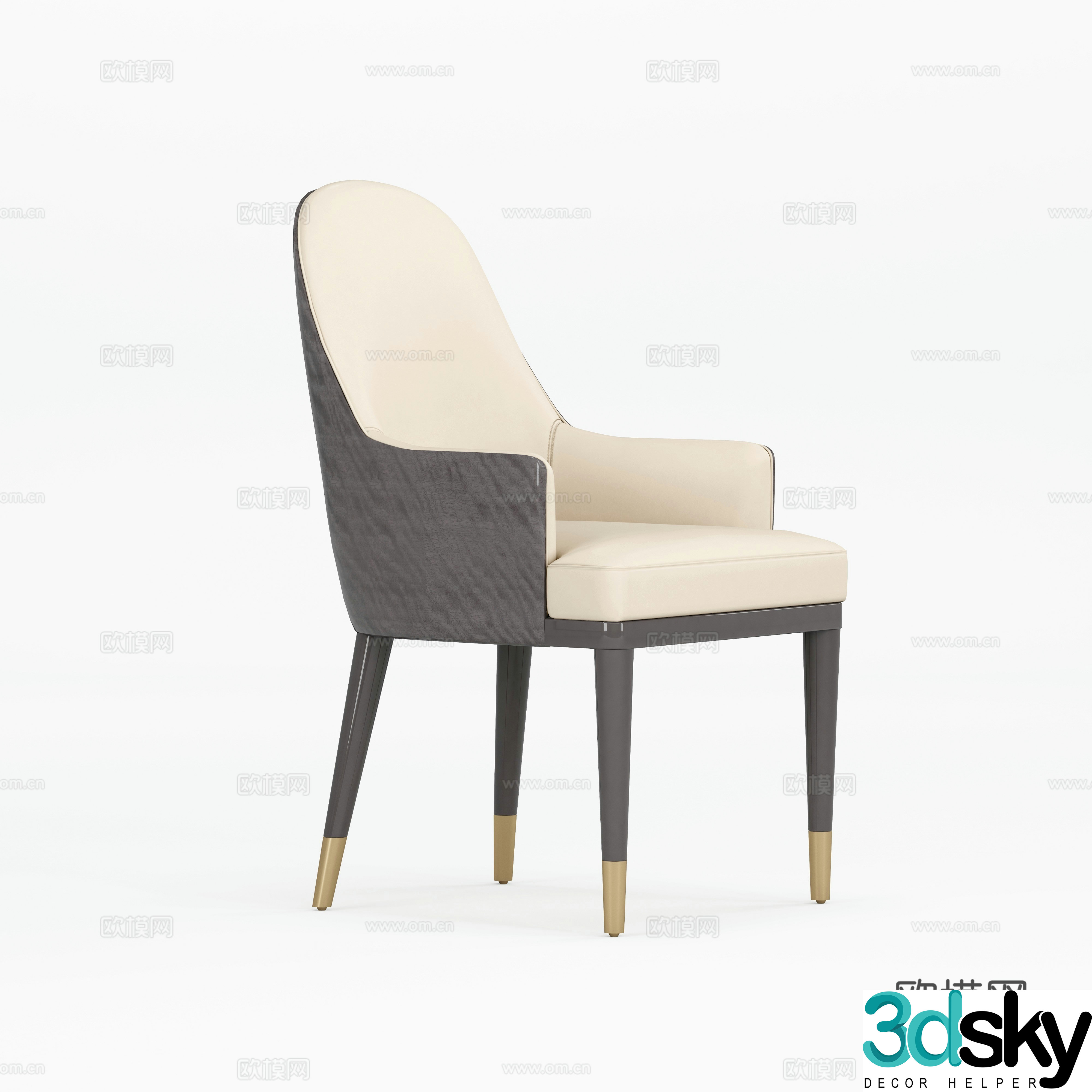 Light luxury single chair chair dining chair 3D model
