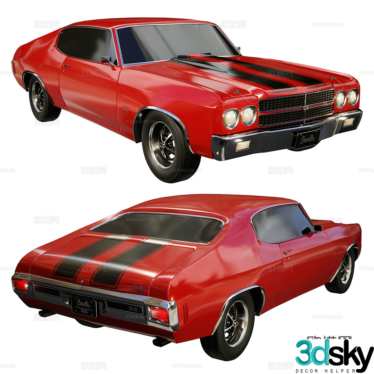 Chevrolet retro coupe car 3d model