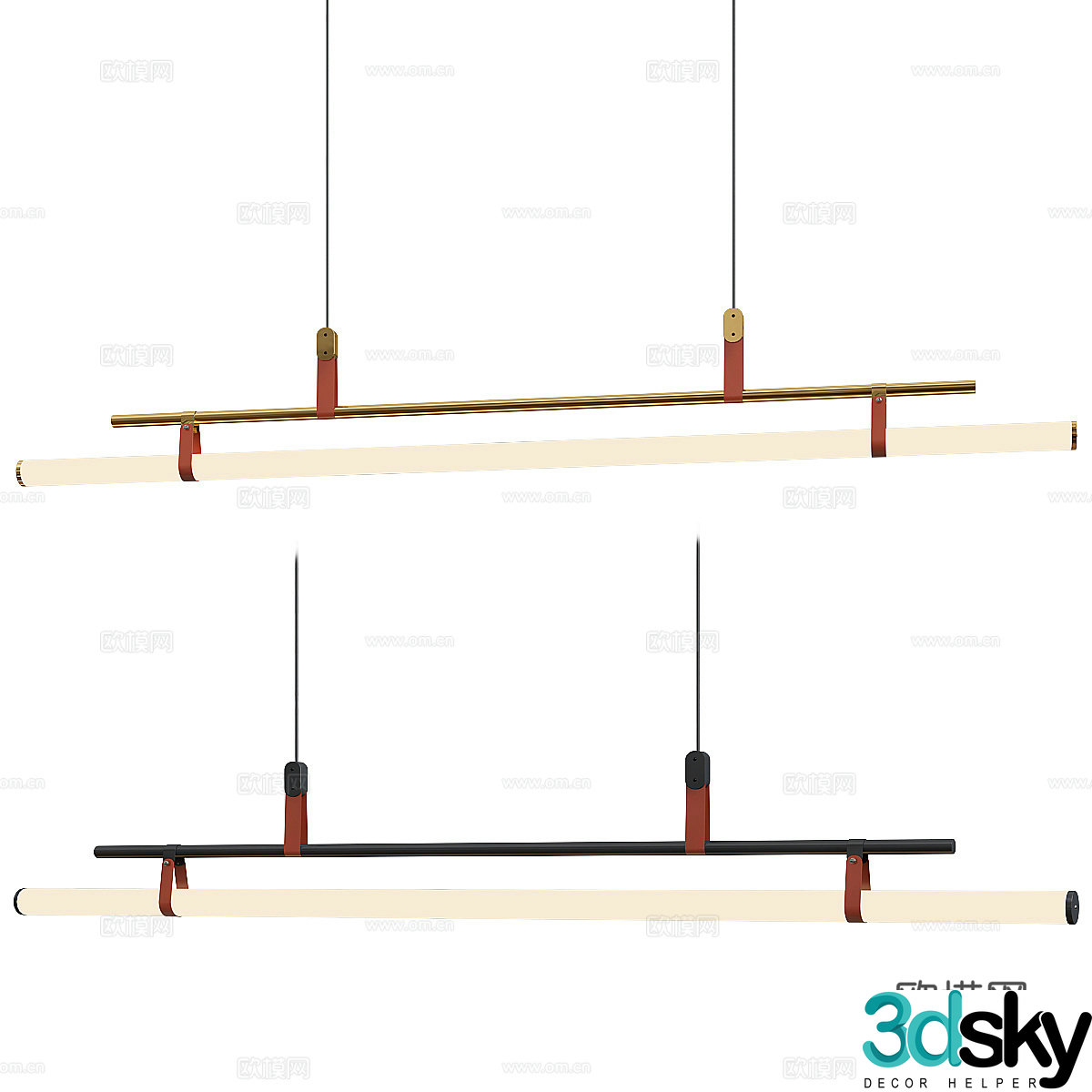 New Chinese long chandelier 3D model