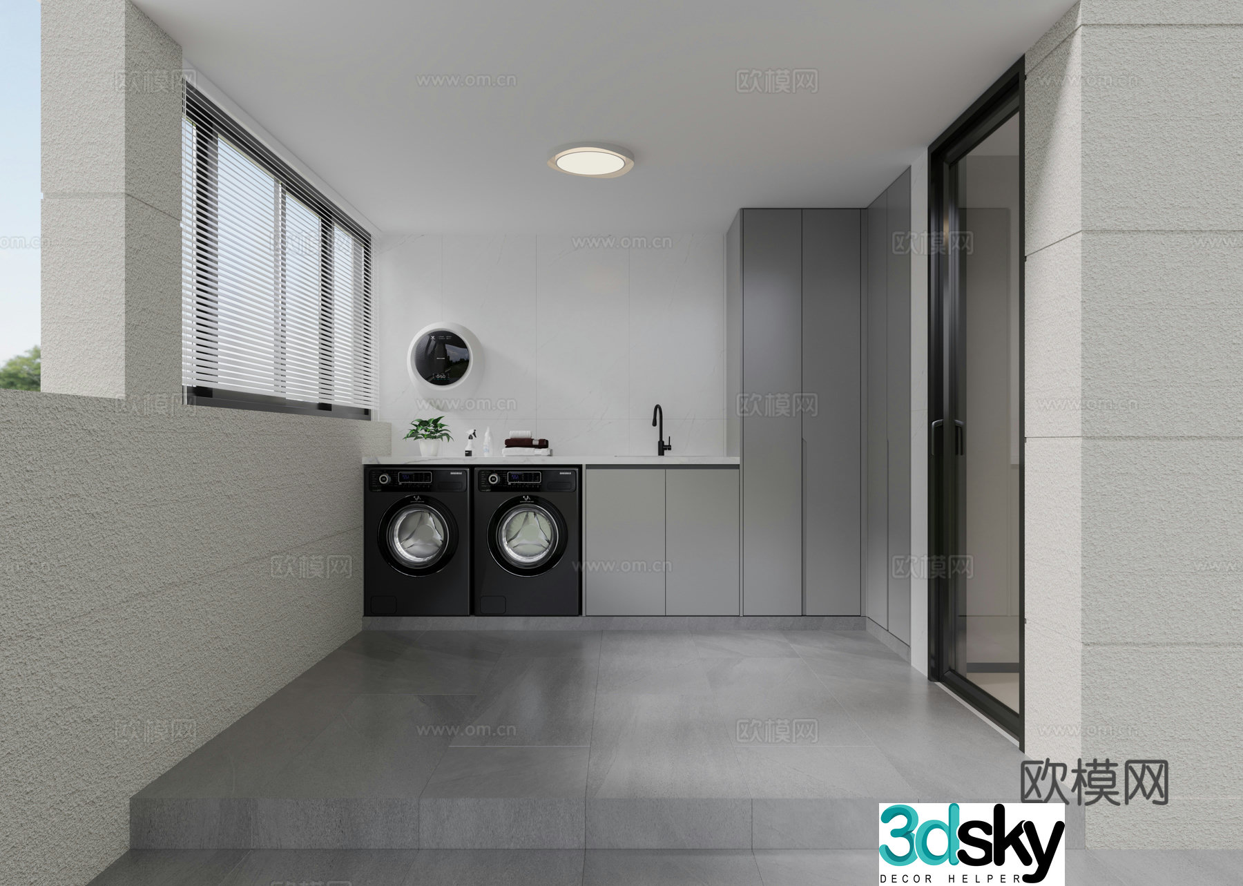 Living balcony laundry room 3d model