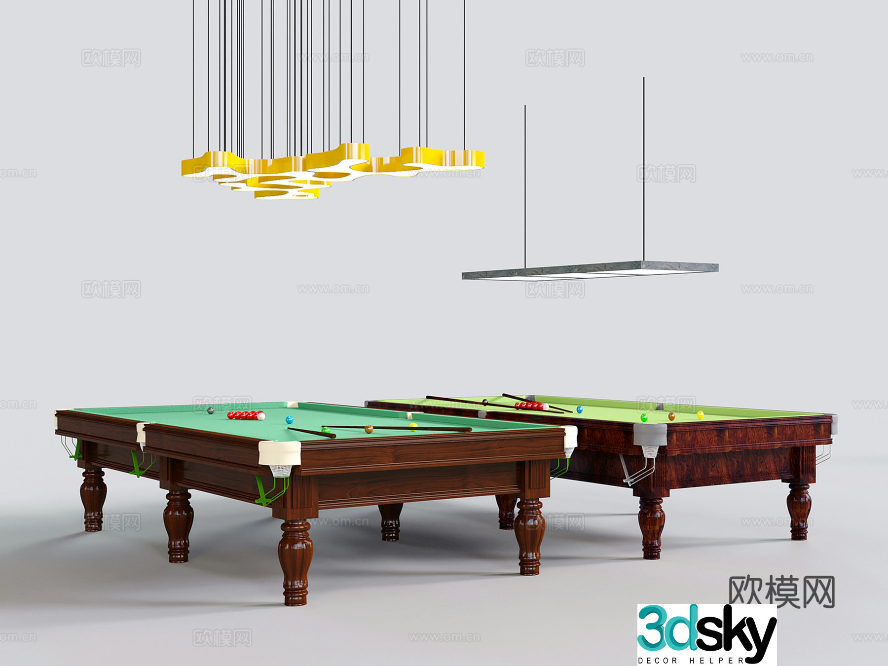 European billiard table billiards snooker billiards billiards light 3d model