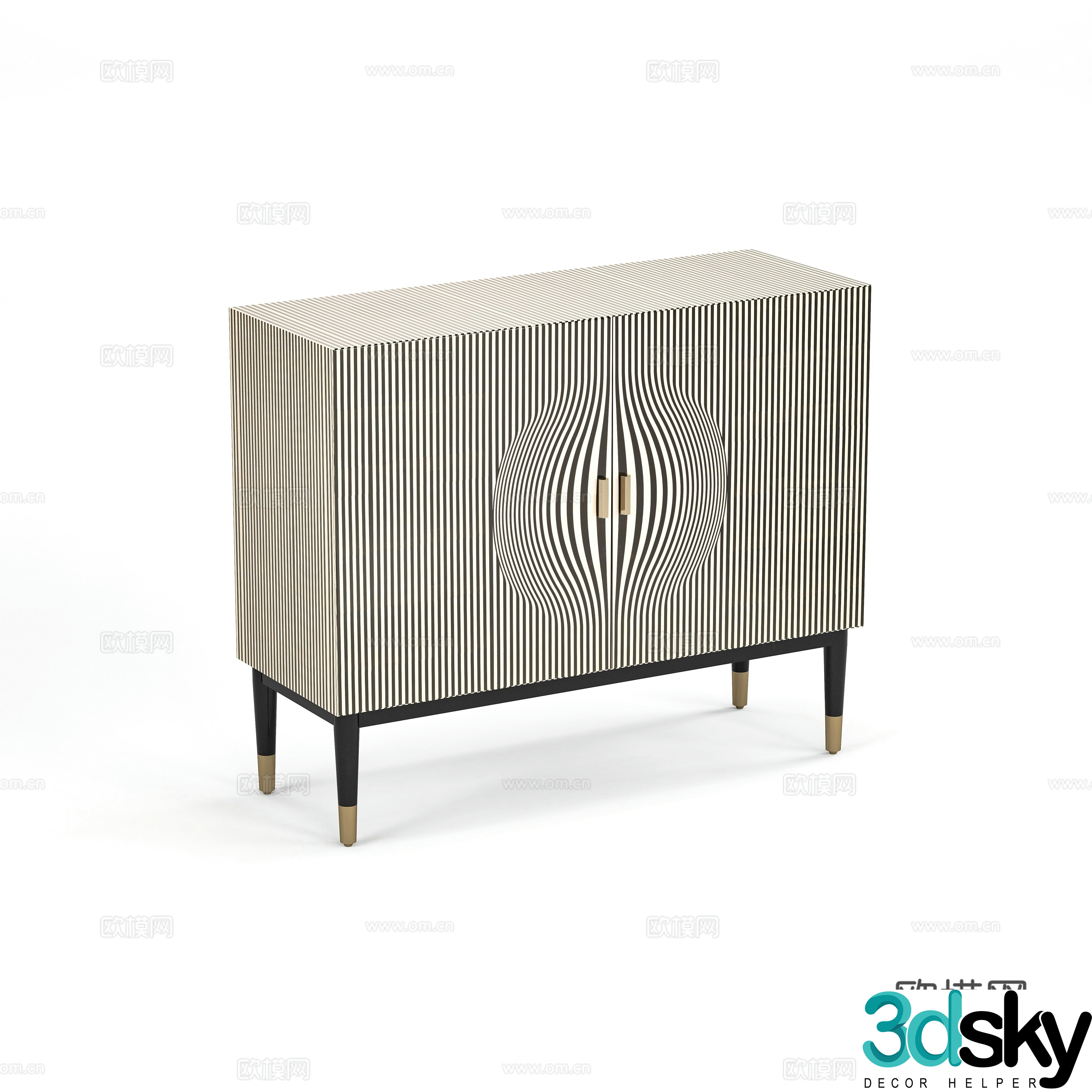 Light luxury low cabinet 3D model of entrance cabinet
