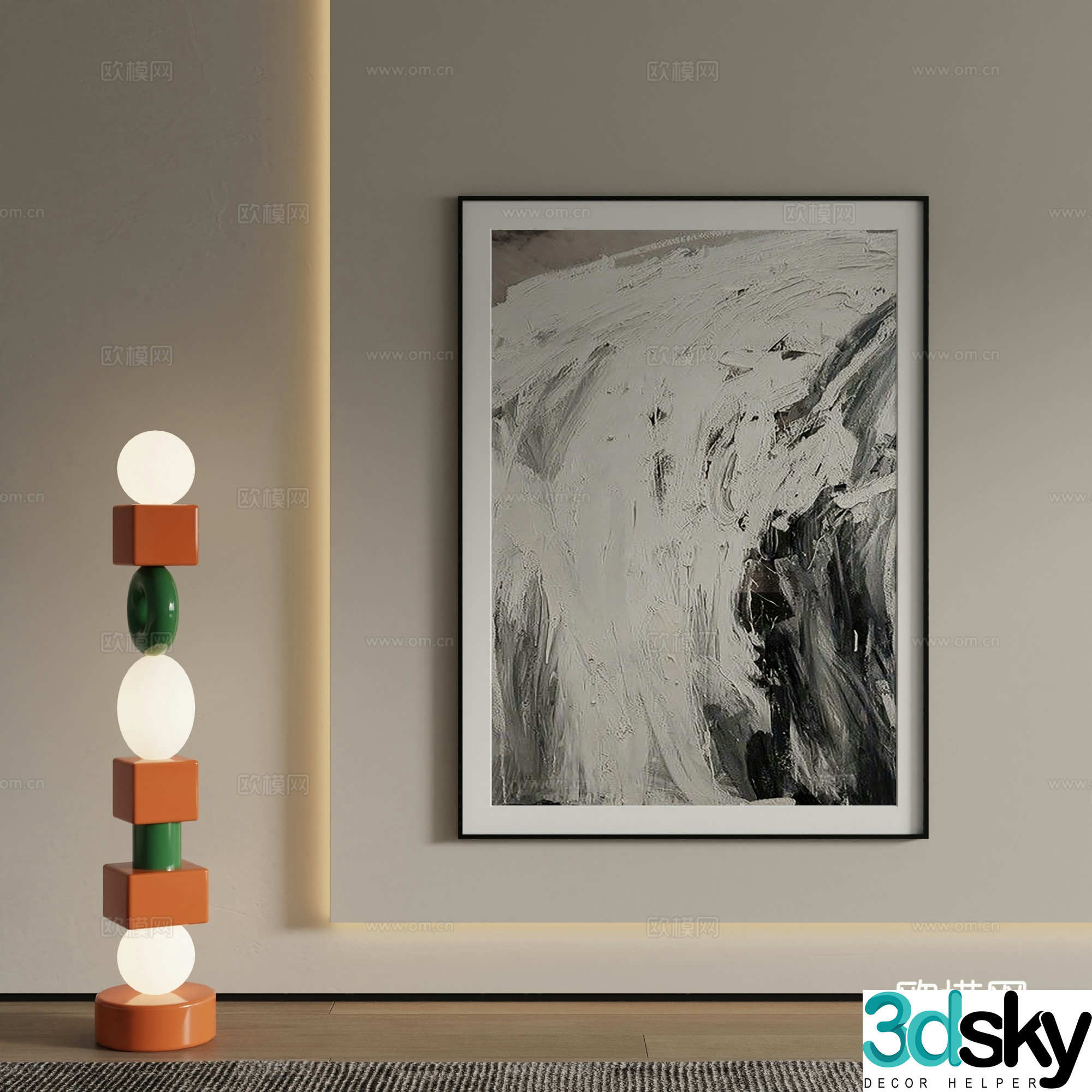 Modern decorative painting Texture painting 3d model