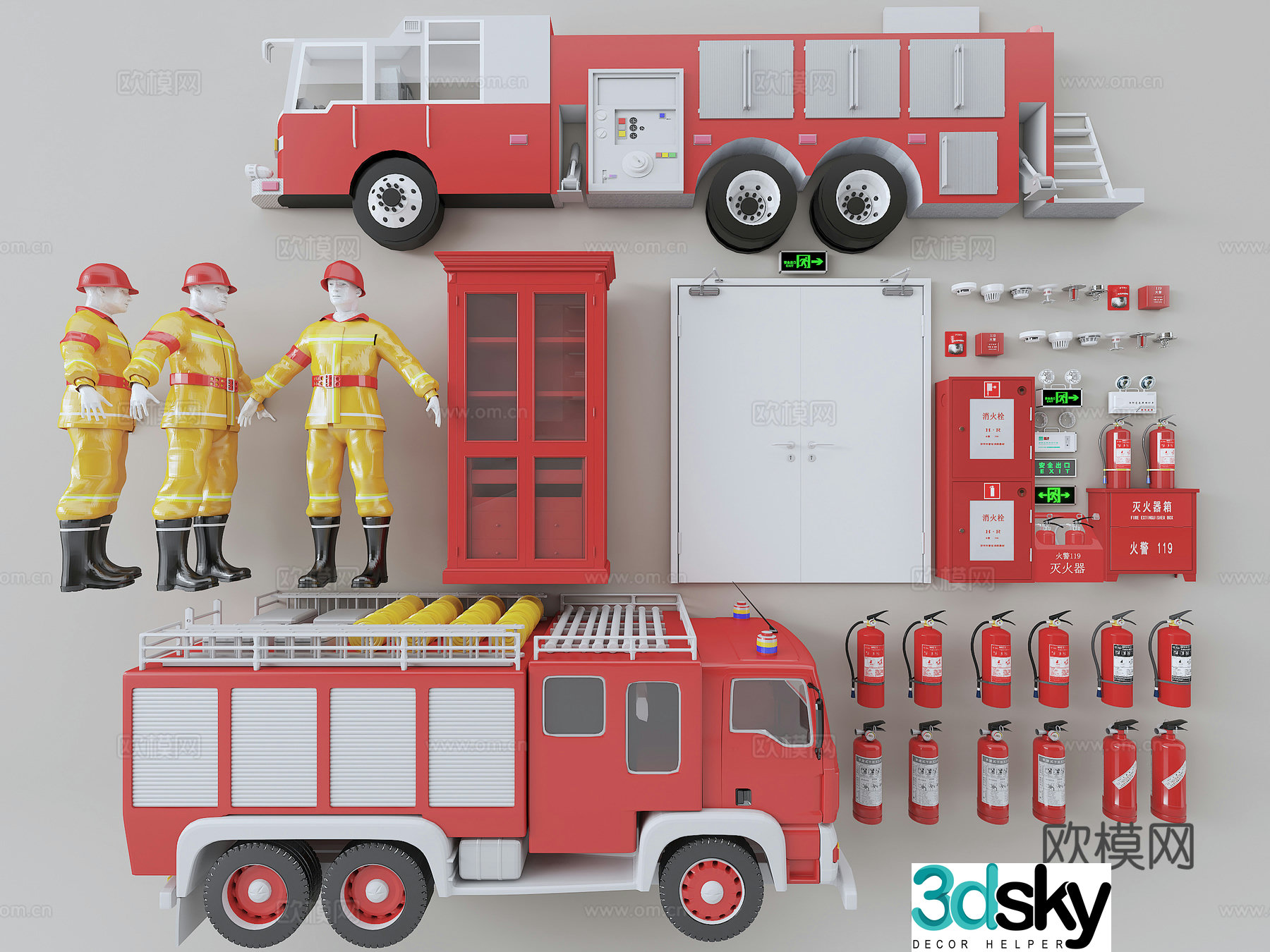 Fire truck Fire hydrant Fire equipment 3D model