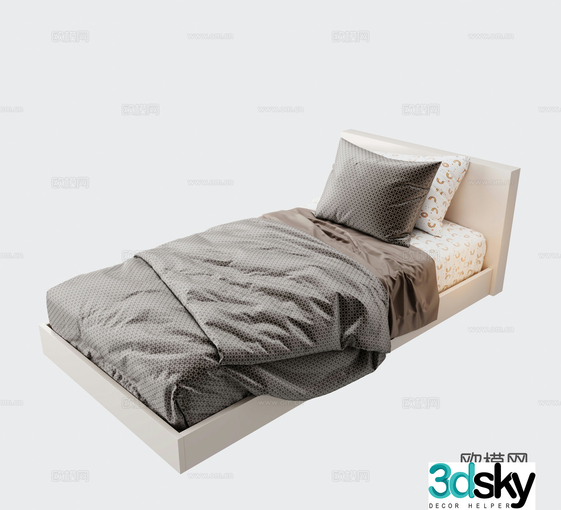 Modern single bed bed 3D model