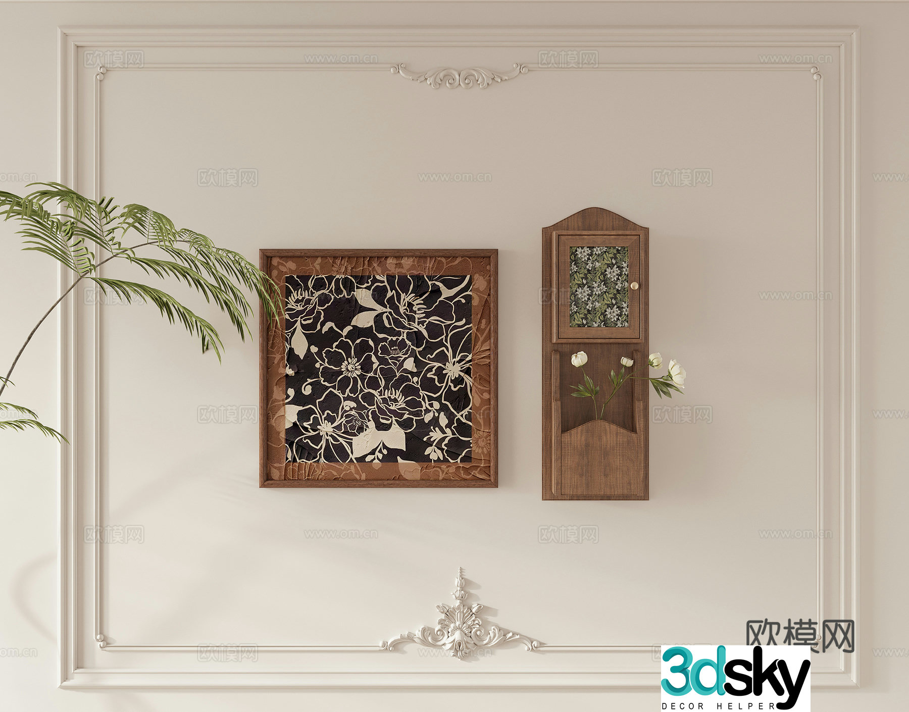 French retro wall decoration 3d model