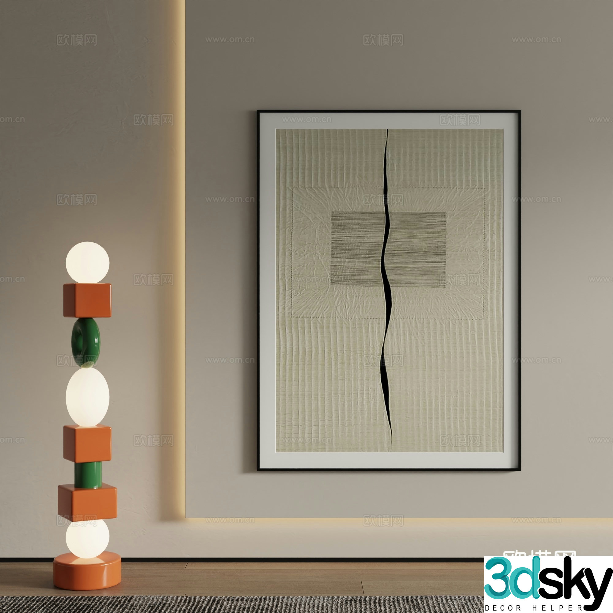 Modern decorative painting Abstract painting 3d model