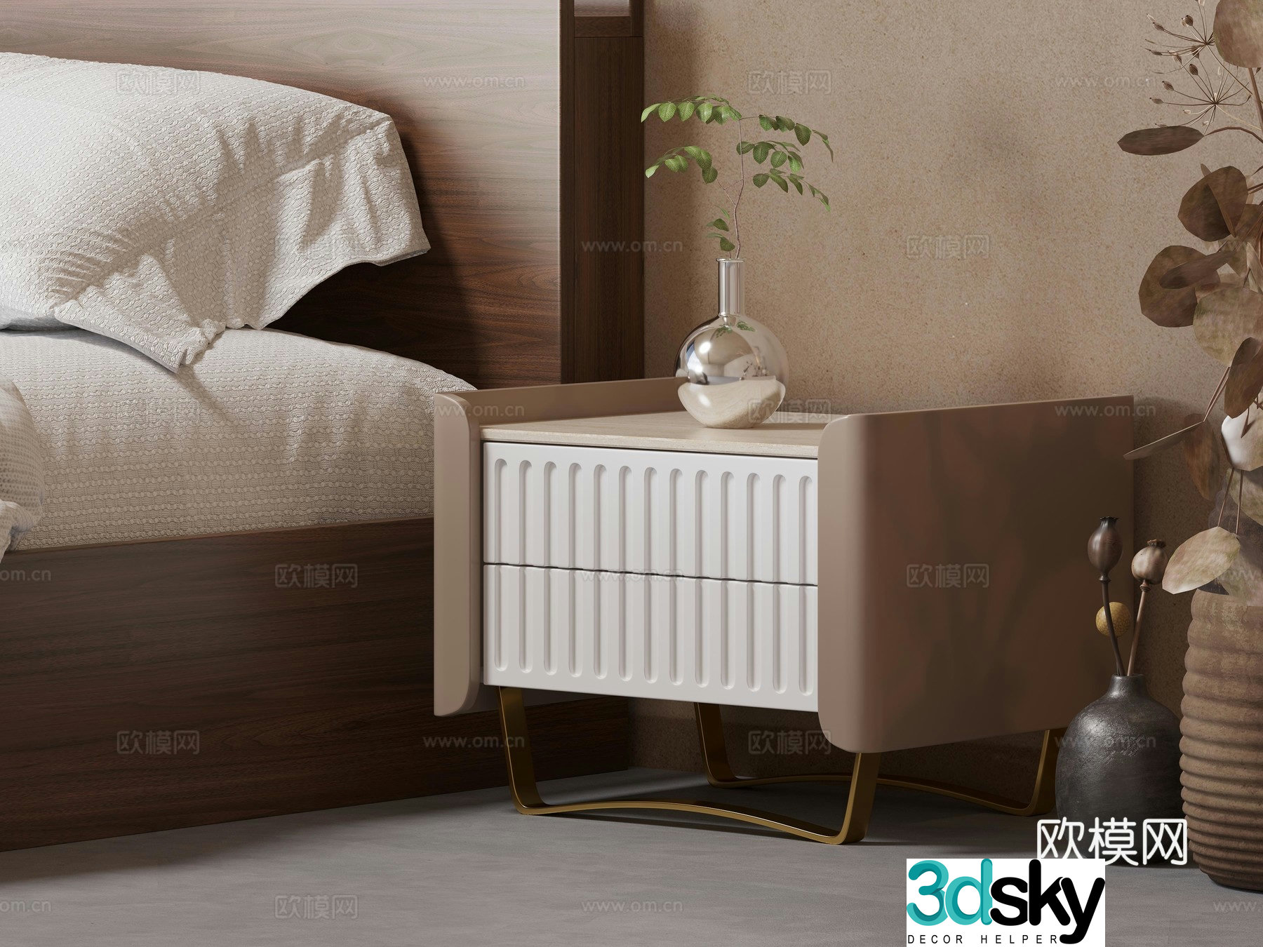 Nordic bedside table 3D model