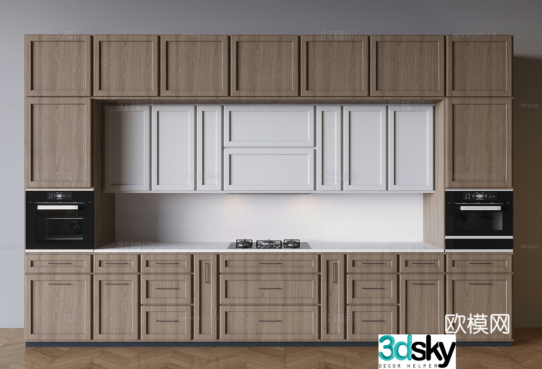 Chinese style kitchen cabinet wall cabinet 3d model