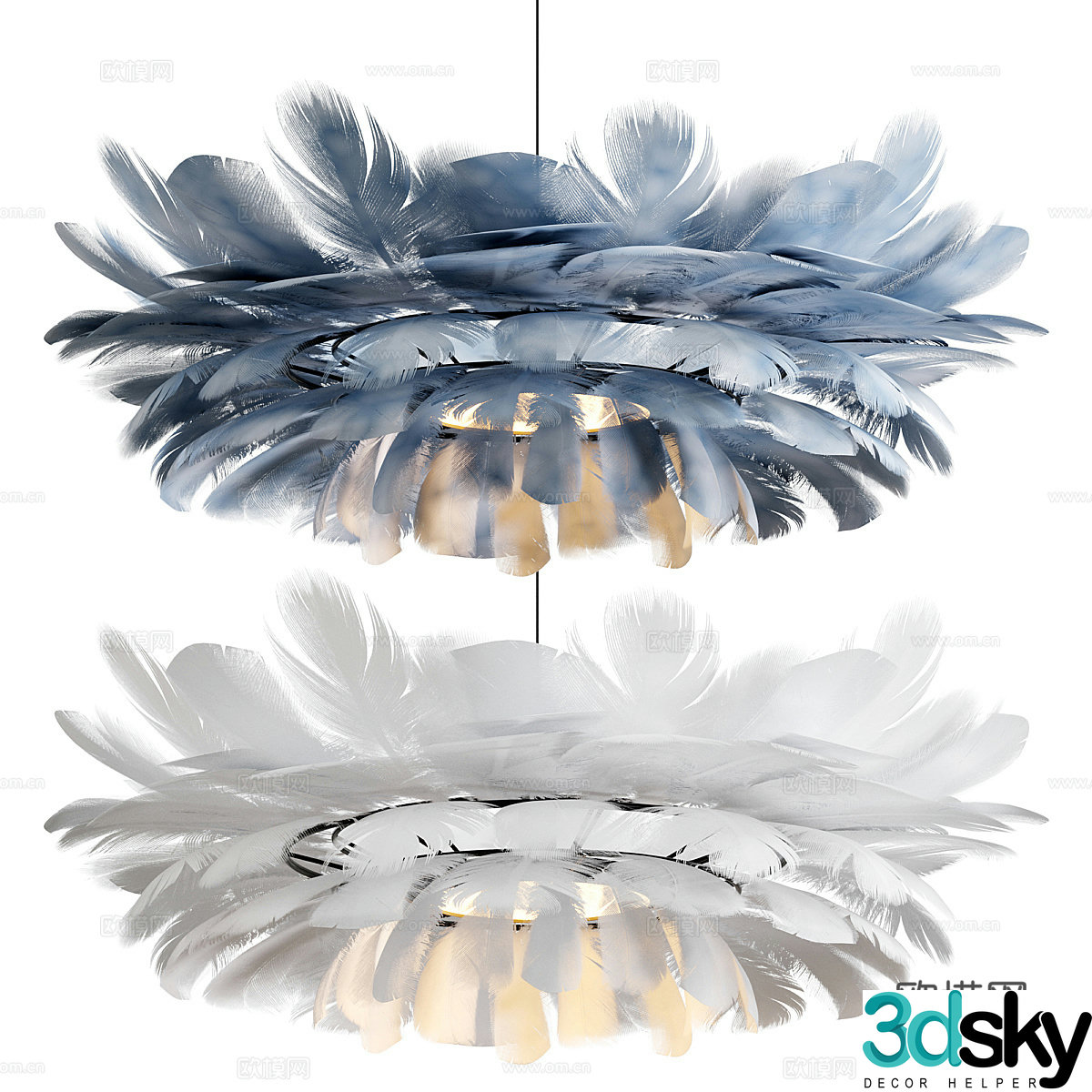 New Chinese Feather Decoration Connect 3D Model