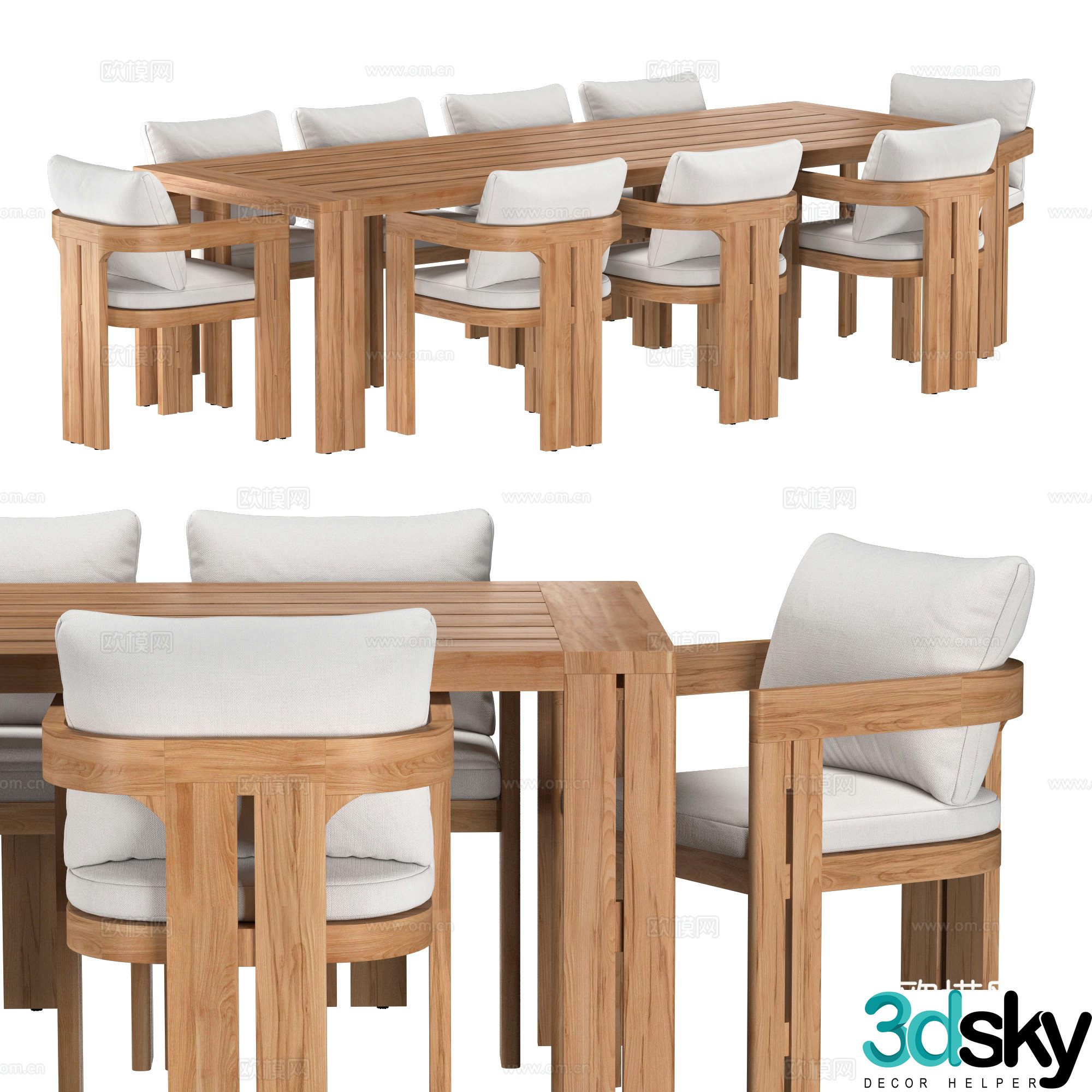 New Chinese style outdoor table and chair dining table and chair 3D model
