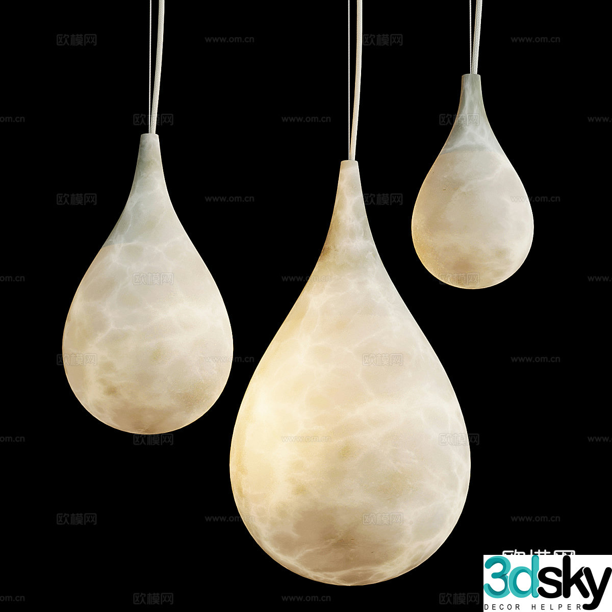 Modern water droplet chandelier lamp 3D model