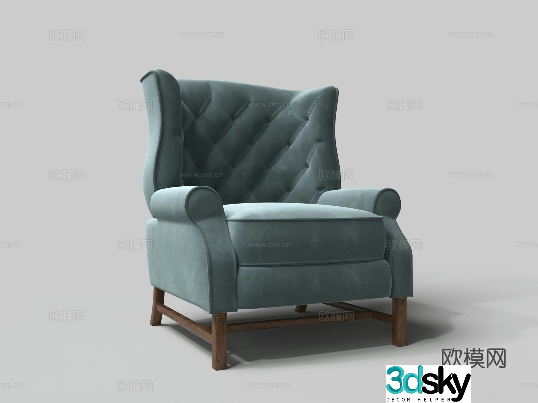 European -style soft bag armchair velvet fabric sofa chair 3D model