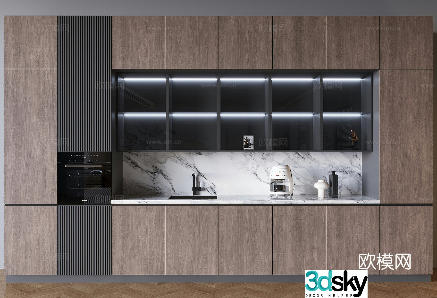 Chinese -style cabinet West Kitchen Cabinet 3D model