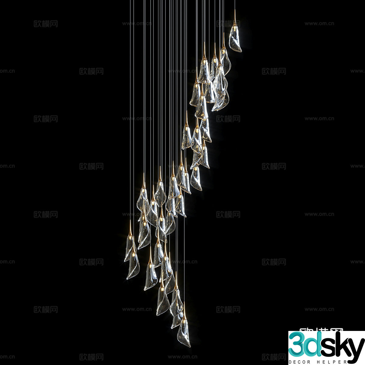 Modern glass decorative lamp 3d model